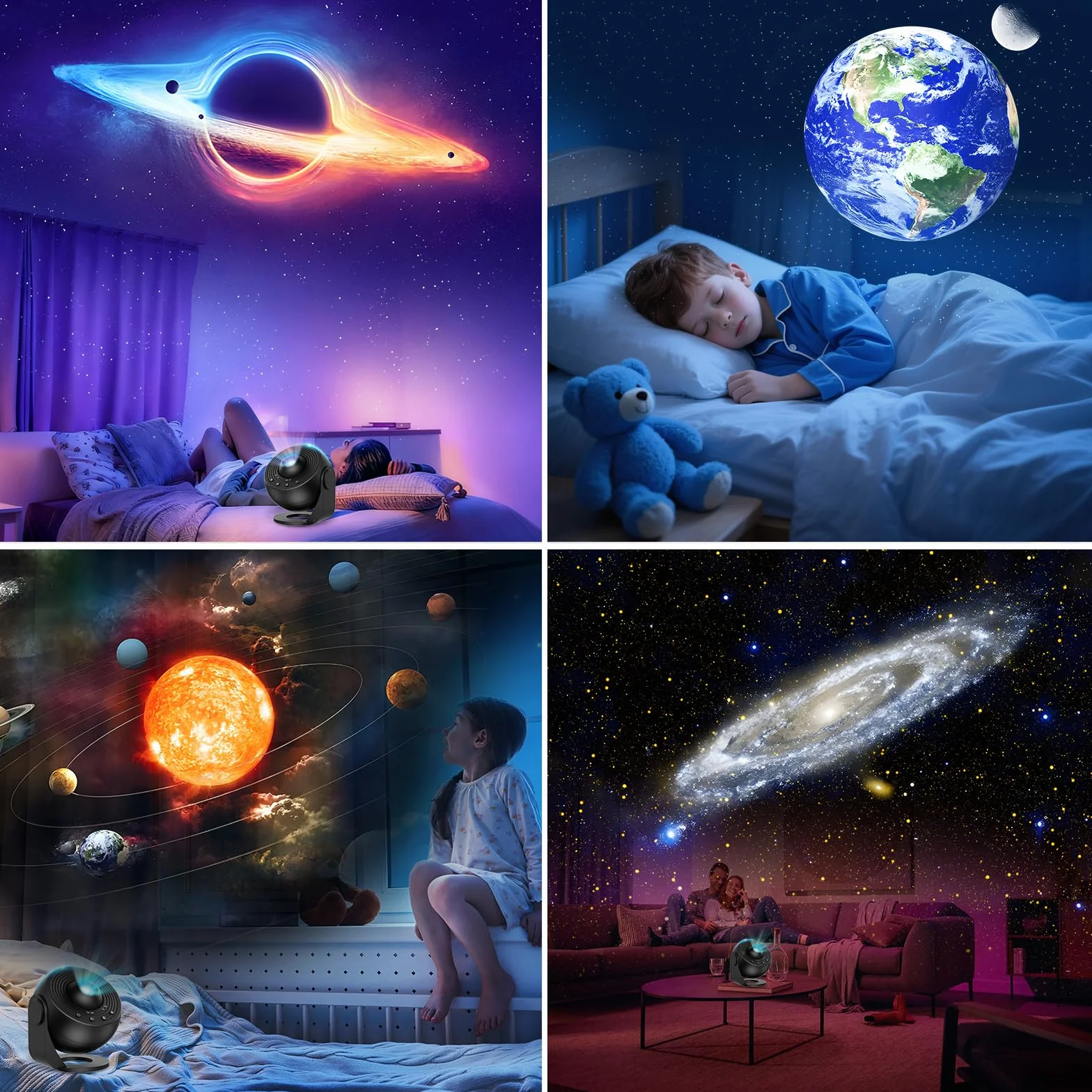 Projecteur Ciel Etoile Planétarium Galaxie 13 Disques Film Rotation 360 Minuterie Veilleuse Enfant Adulte