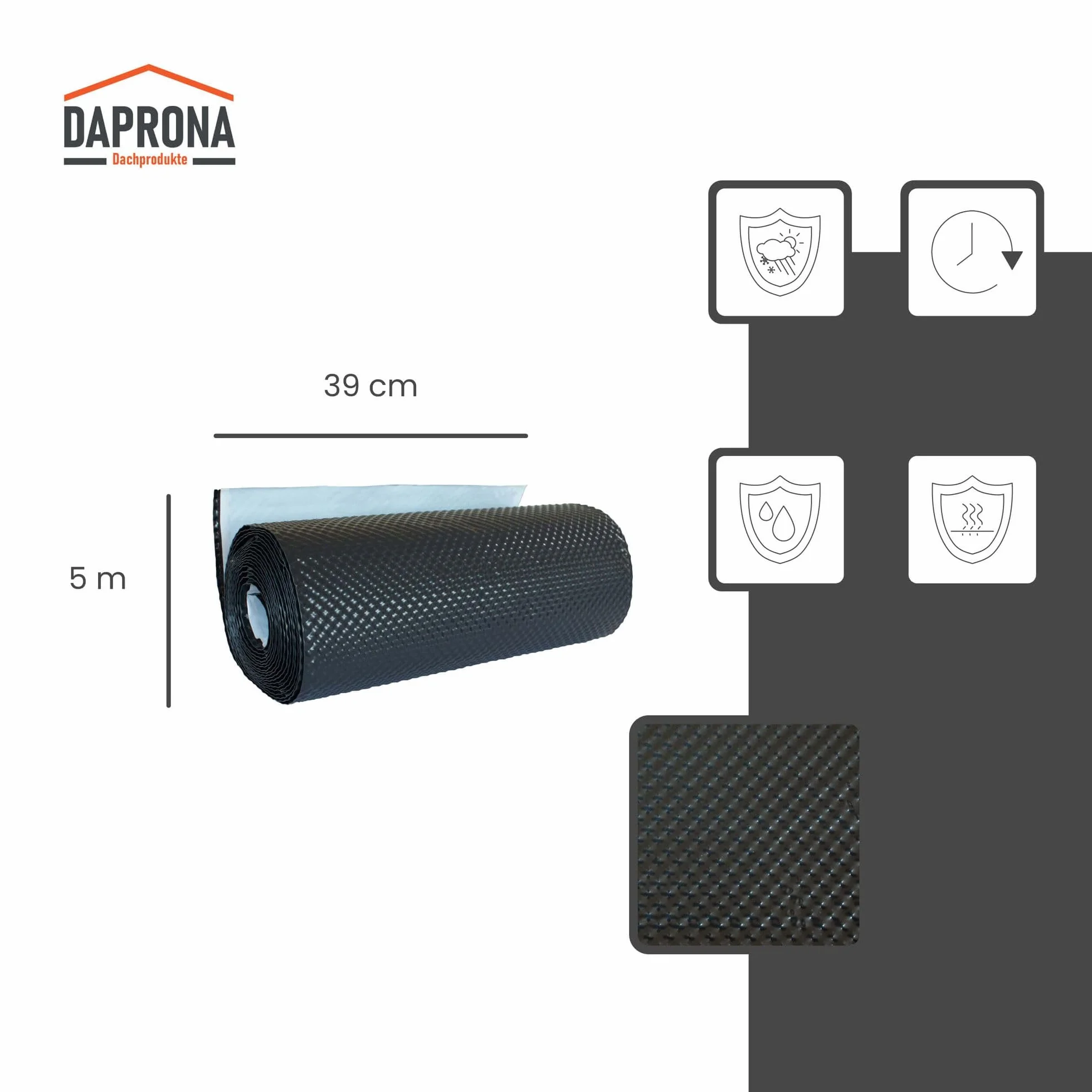 Taśma przyłączeniowa ścienna 3D 5m x 39cm samoprzylepna antracyt aluminium z klejem butylowym uszczelnienie dachowe