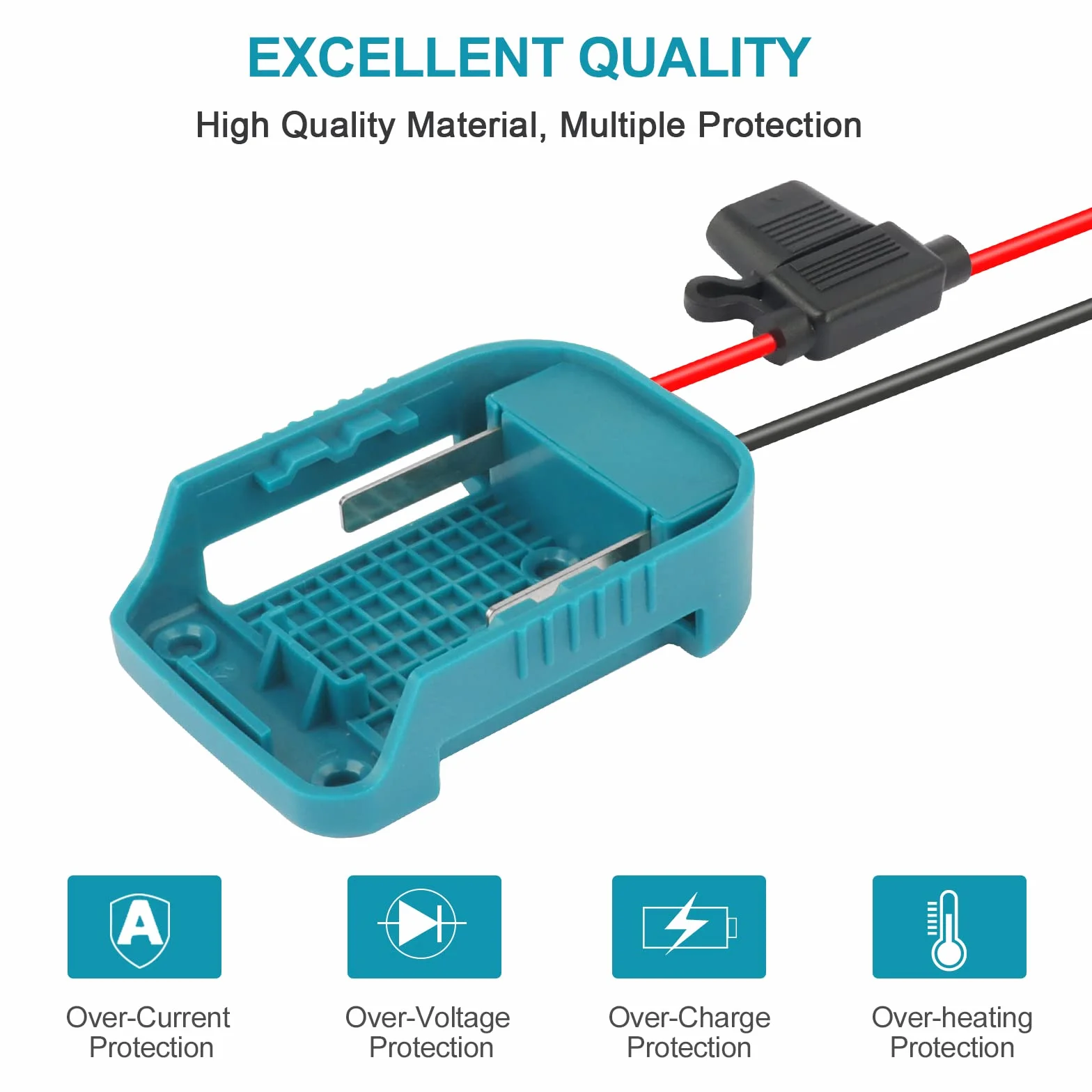 QUPERR Power Wheel Adapter z bezpiecznikiem i przełącznikiem, adapter baterii dla Makita 18V Lithium Battery, Power Convertor