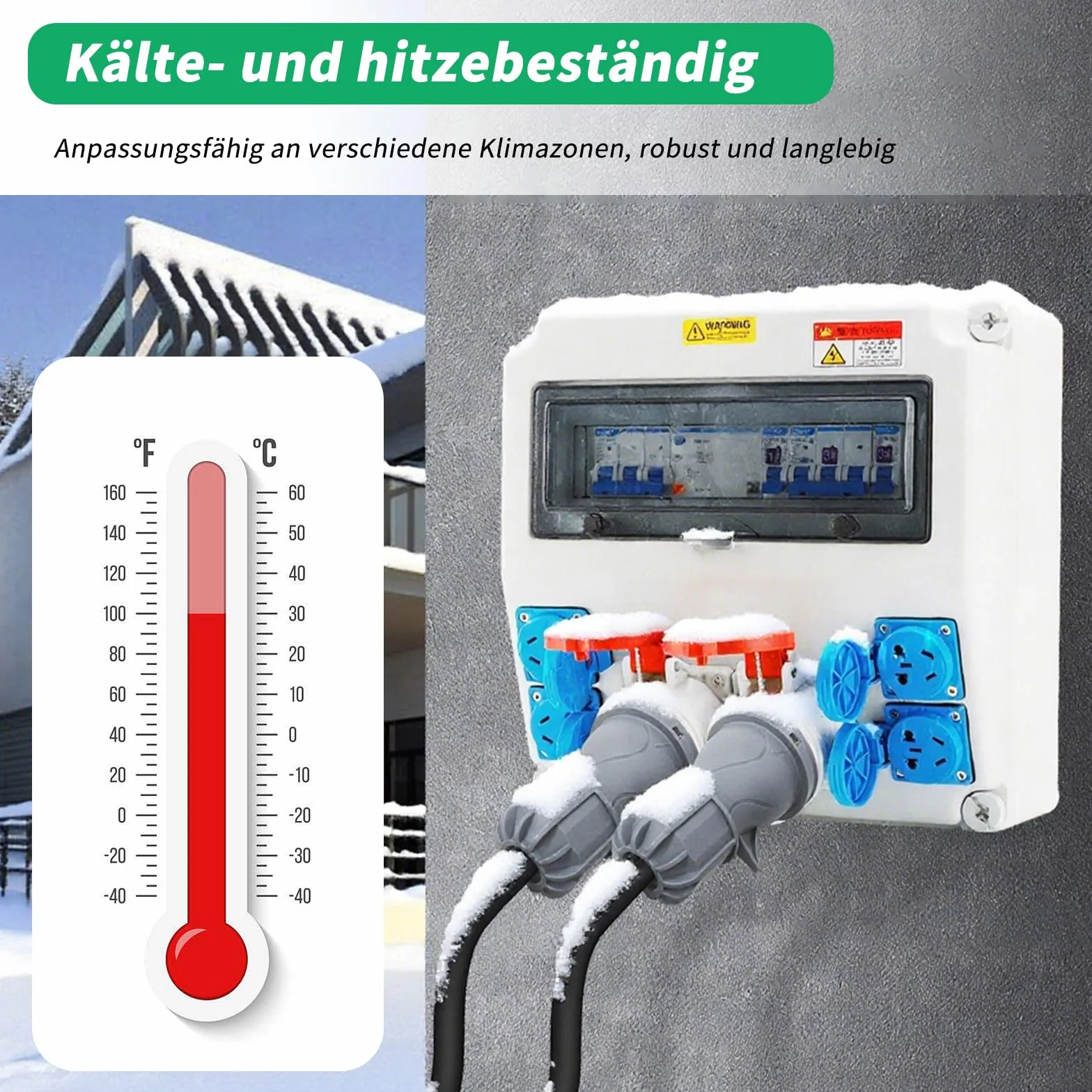 Adapter CEE 32 A na 16 A, 2 x gniazdo CEE 230 V 16 A, 5-biegunowy, przedłużacz IP44-68, rozdzielacz prądu 1,5 m