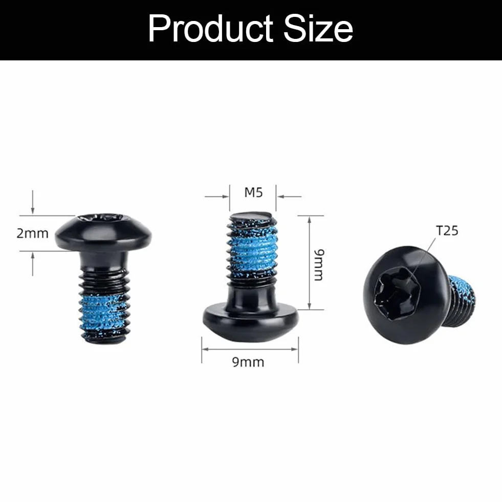 Śruby do hamulców tarczowych do rowerów, 12 sztuk śruby wirnika hamulca tarczowego T25, M5x9mm, do MTB, rowerów szosowych, stalowych, czarnych