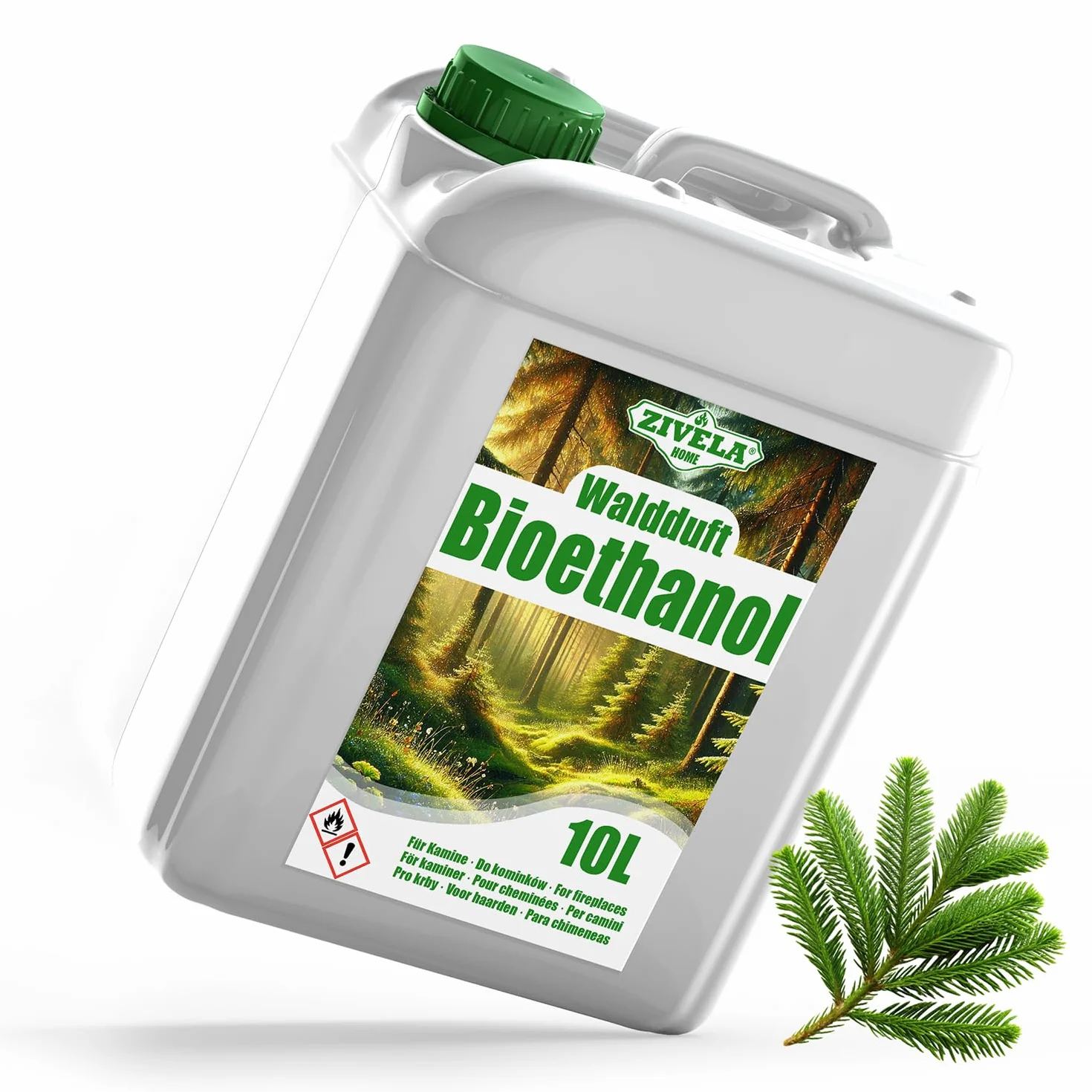 Bioetanol 96,6% 10 l | ekologiczny alkohol zapach lasu 96,6% 10 l | bioetanol do kominka, kominka stołowego, kominka na bioetanol | zapach lasu | czyste spalanie, bez dymu, żywy i stabilny płomień