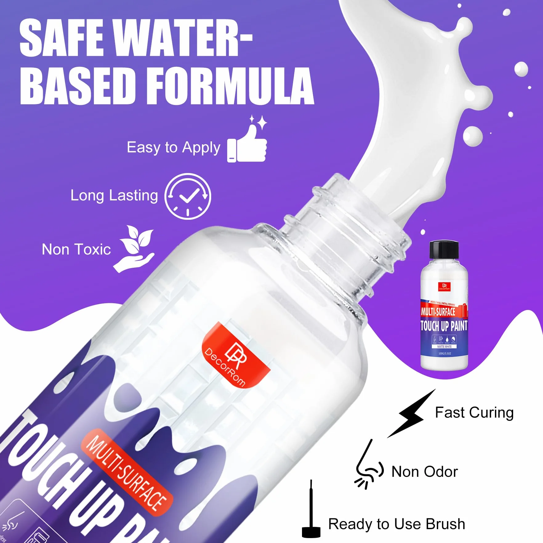 Emaliowany lakier naprawczy biały 200 ml, lakier do wanny – szybkoschnący i wodoodporny, idealny do naprawy płytek, umywalek, ceramiki w łazience, również do naprawy lakierów samochodowych niewielkich