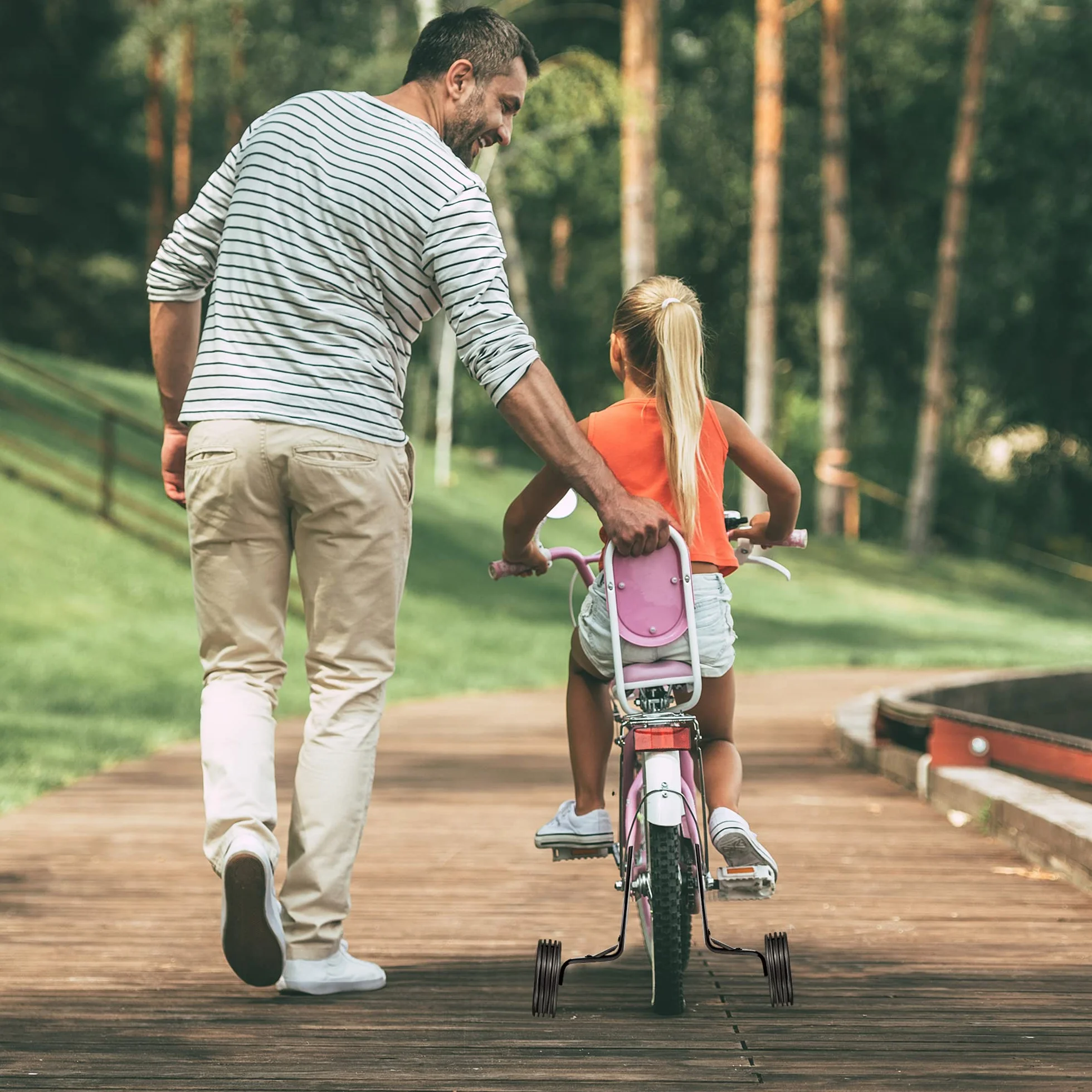 Koła szkoleniowe rowerowe, koła treningowe z mocniejszą wersją wytrzymały tylny regulowany zestaw do montażu stabilizatora rowerowego, pasuje do 12, 14, 16, 18, 20 cali dziecięcy rower jednobiegowy