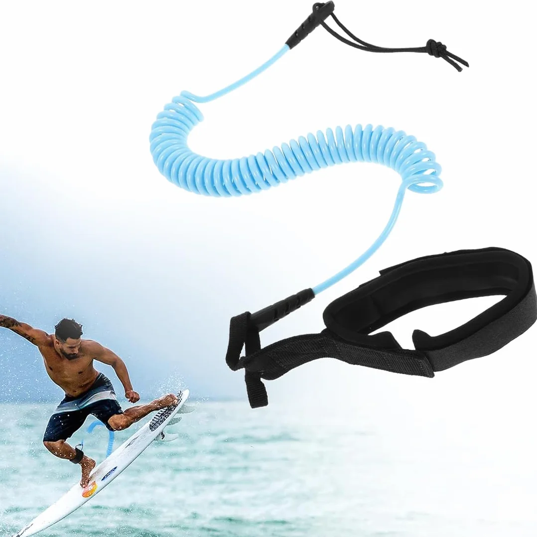 Smycz SUP 10 stóp, smycze bezpieczeństwa surfingowego dla dorosłych, smycz surfingowa, spiralna leash SUP TPU, regulowana smycz surfingowa do kajakarstwa longbooard