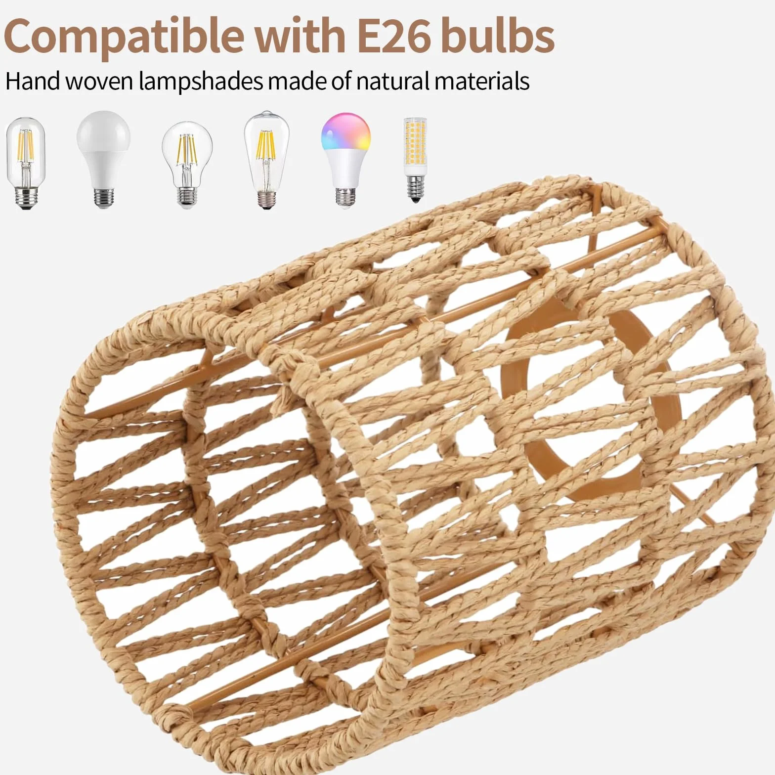 Abażur boho cylindryczny rattan lampa zewnętrzna 2 sztuki
