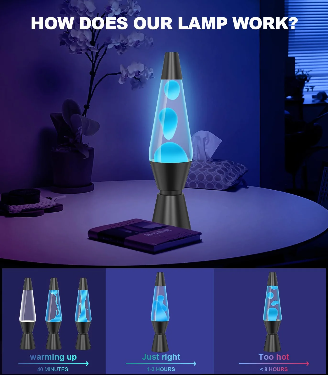 AONESY 37 cm Lawowe lampy LED 17 kolorów lampa lawowa biała czarna dekoracja domu prezent