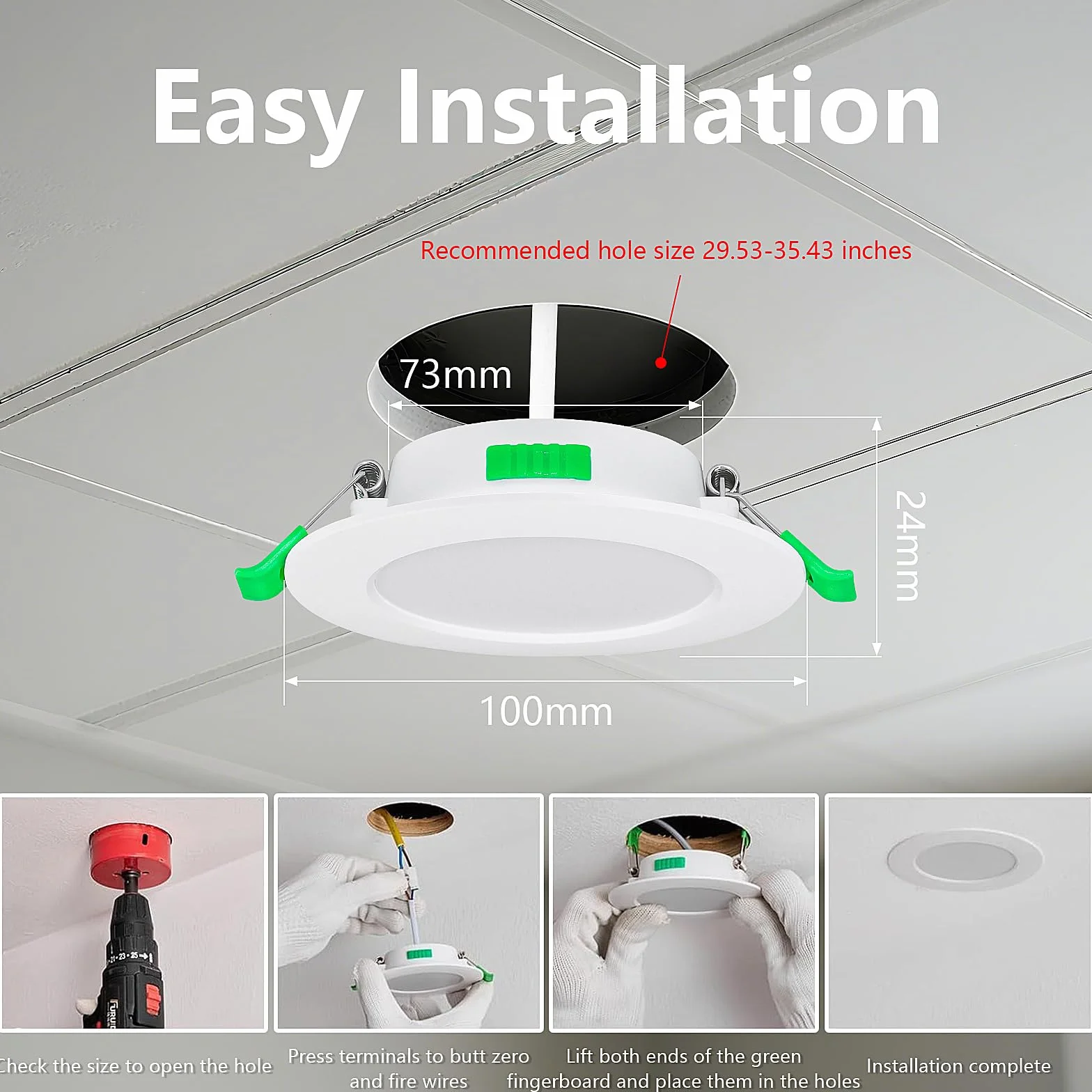 Wbudowane reflektory LED 6 szt., możliwość ściemniania 7 W, 220 V-240 V IP44 Lampa sufitowa LED do łazienki, kuchni, 3000K/4000K/6500K, białe 6 sztuk