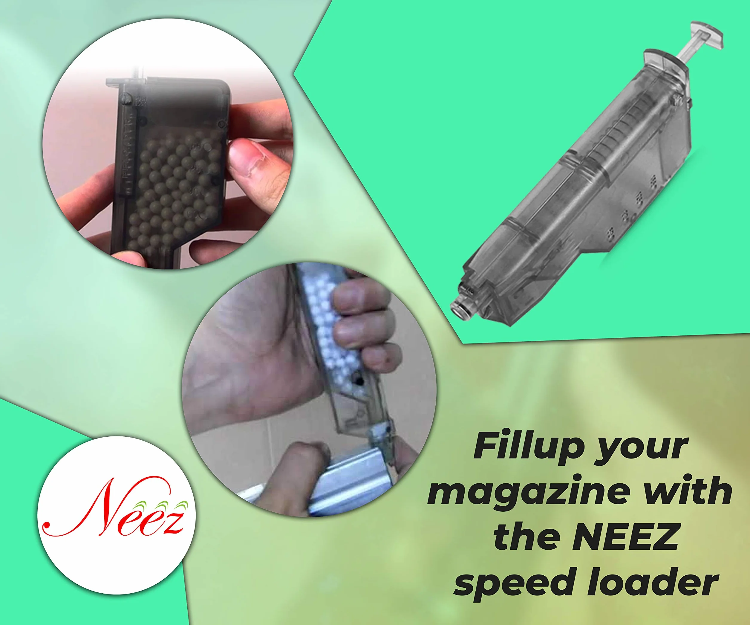 Neez Softair Prędkość Ładowarka - BB Śrut Ładowarka Narzędzia do Airsoft Magazyn, Softair Akcesoria, Airsoftowy gra - Szybkie ładowanie kulki 6mm (90 Naboi, Czarny) (90 rund - Przezroczysty) (155 Runda - Czarny)