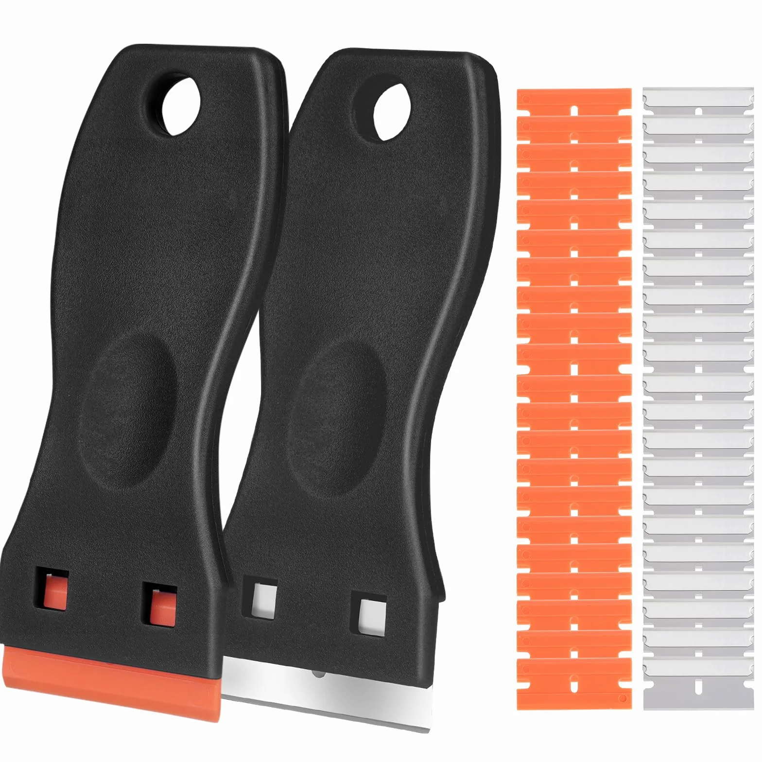 Flintronic Plastikowy skrobak z 120 szt. ostrzy, narzędzie do czyszczenia etykiet, naklejek
