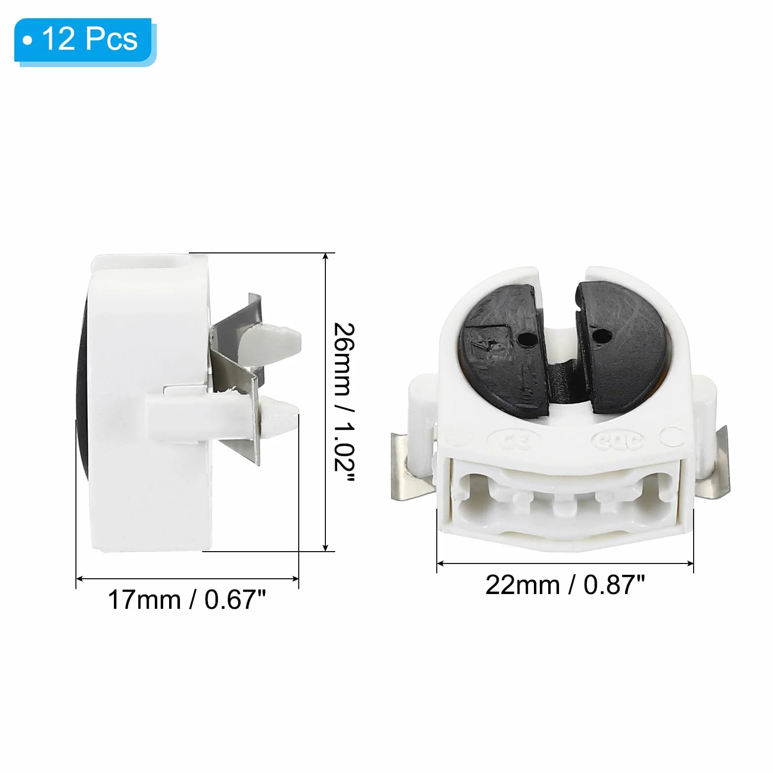 PATIKIL T5 uchwyt do świetlówek G5 oprawka LED 500 V obrotowy 22 x 26 x 17 mm 12 szt.