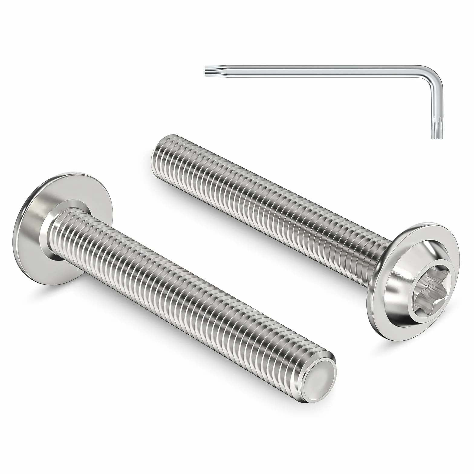 Śruby M6 x 80 mm łeb soczewkowy kołnierz Torx stal nierdzewna A2 V2A pełny gwint 20 sztuk