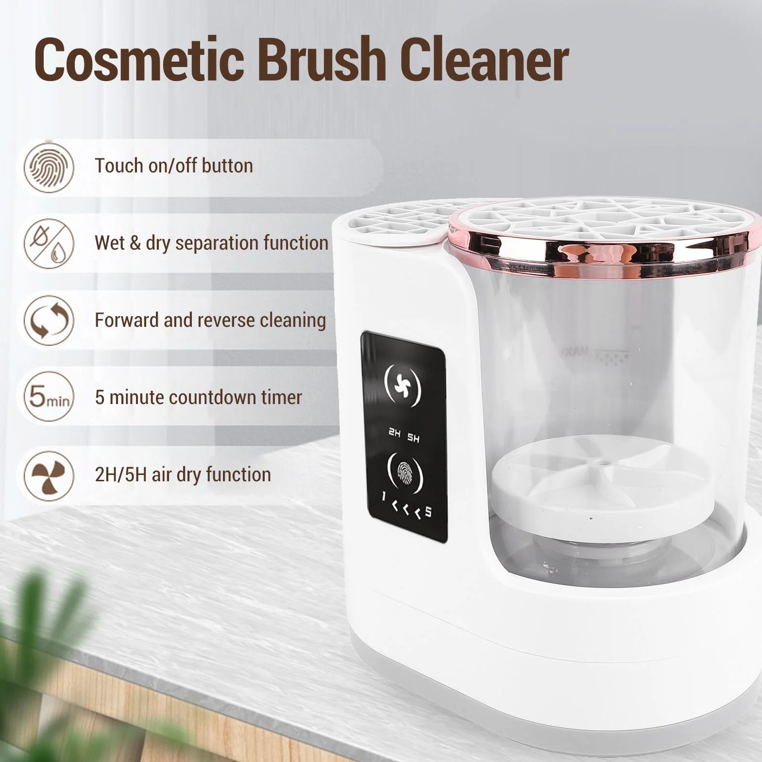 XUMIUZIY Make -Up Pędzel do Suszenia Pędzla, Głębokie Czyszczenie 850 Obr/Min Automatycznie USB Elektryczne Wykonanie Pędzla do Wszystkich Szczotek dla Wszystkich Szczotek