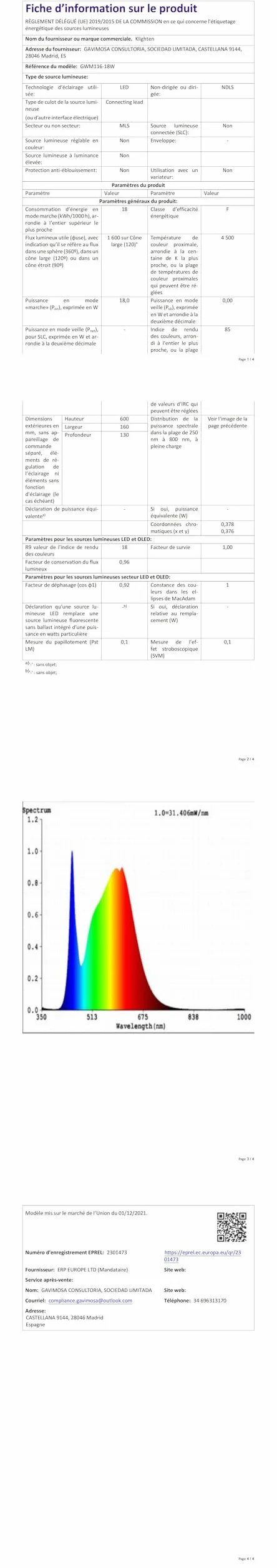 Klighten Lampa ścienna 18 W 104 diody LED 60 cm naturalna biel lustro do makijażu