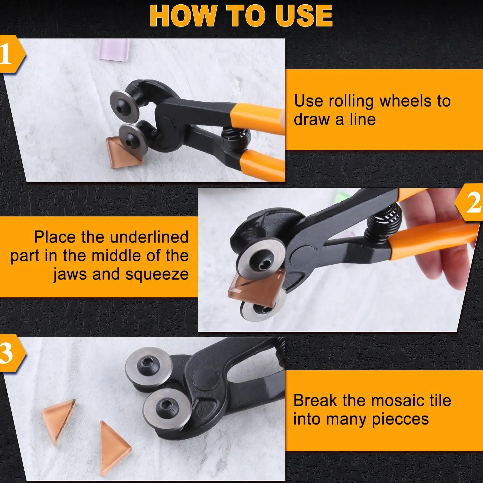 LEONTOOL Szczypce do płytek szklanych, mozaiki, twardy metal, Soft-Grip, narzędzie ręczne