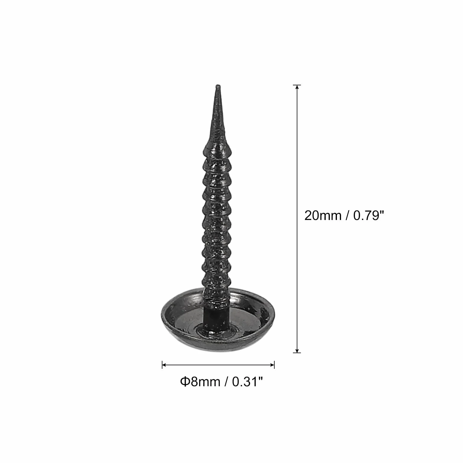 QUARKZMAN Gwoździe tapicerskie 8 x 20 mm okrągłe głowa dekoracyjne czarny