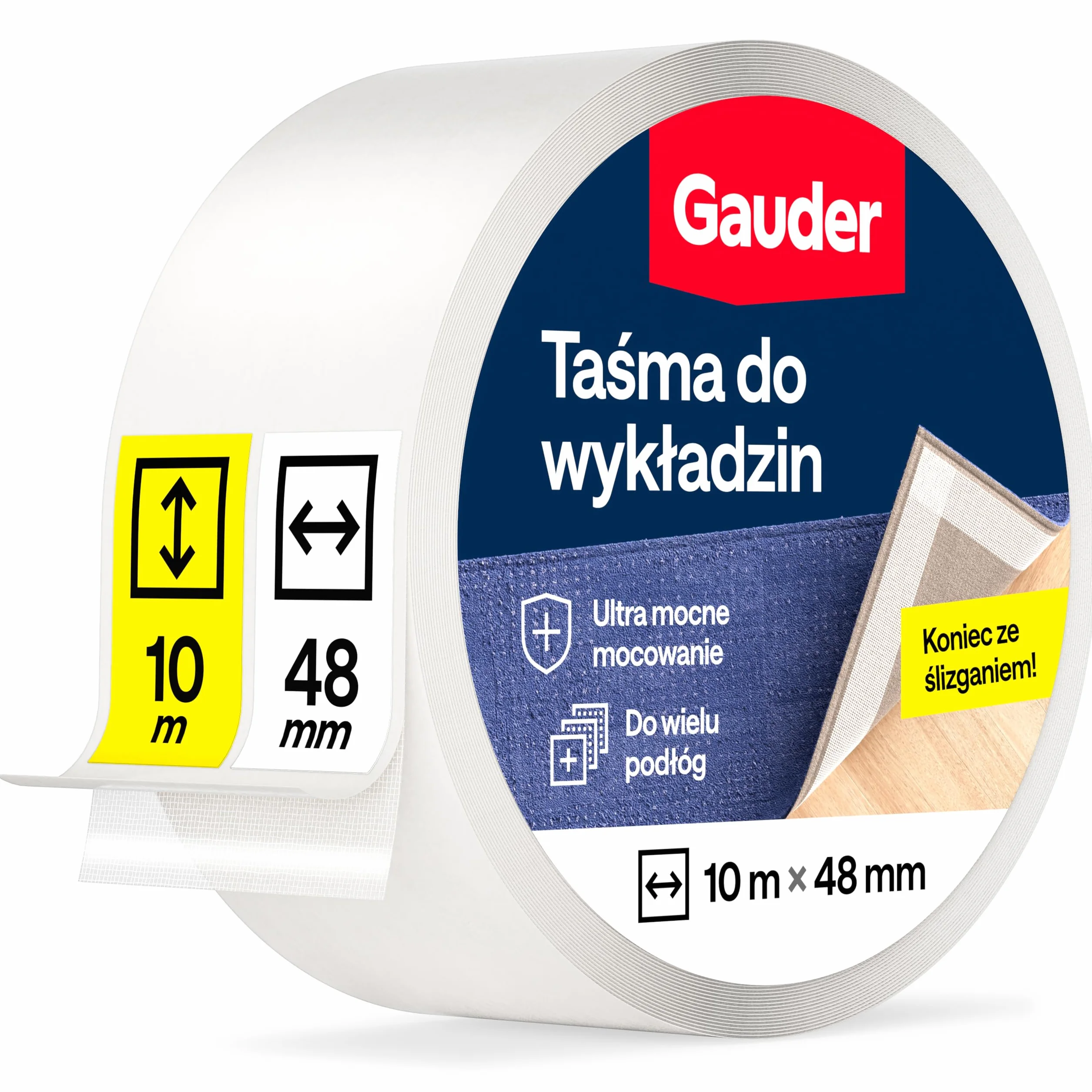 GAUDER Taśma do dywanów dwustronna ekstra mocna 10 m x 48 mm Klej do wykładzin i schodów