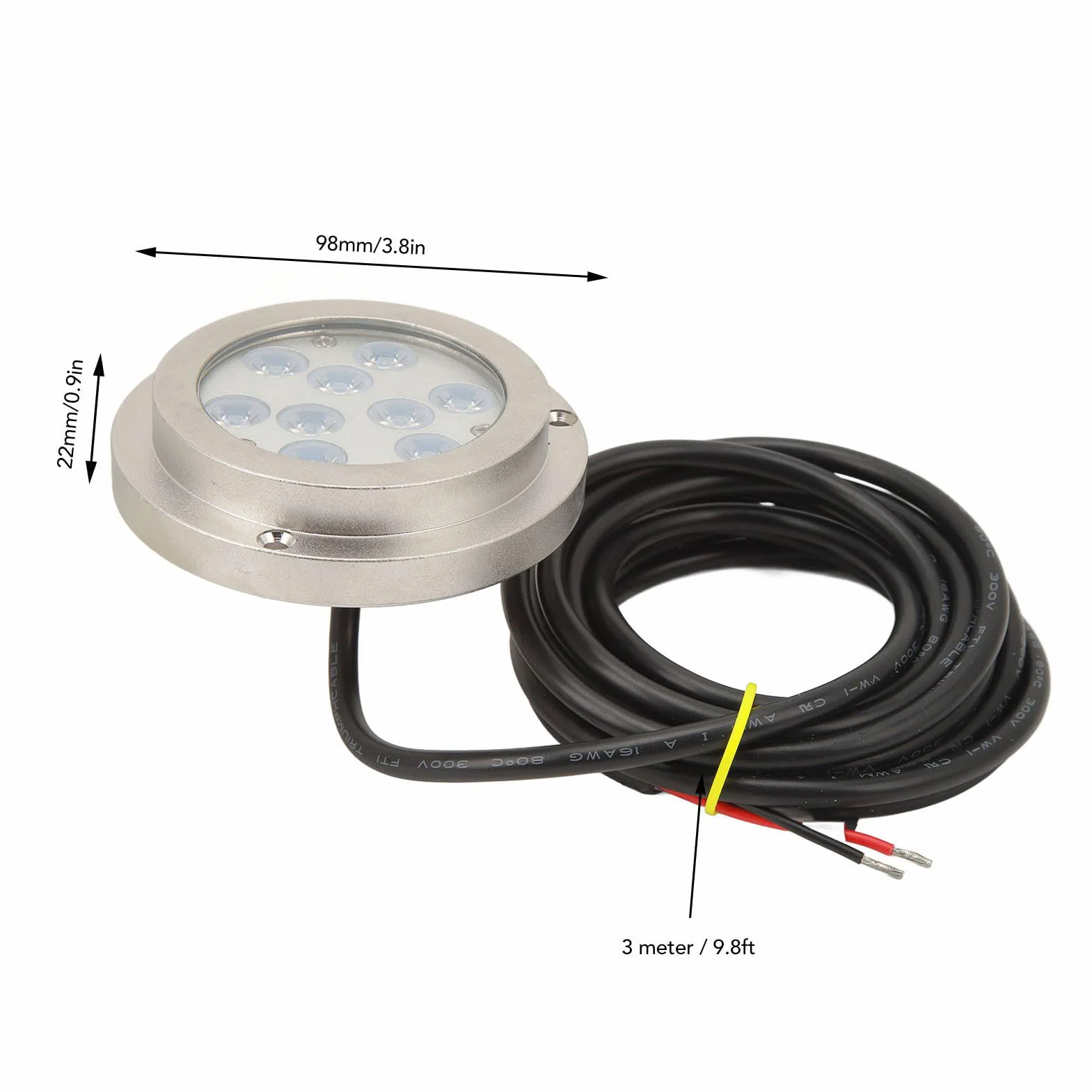 Podwodna Lampka LED do łodzi 3,8 Cala IP68 Wodoodporna Lampa Basenowa ze Stali Nierdzewnej do Jachtów, żaglówek i Morskiego Oświetlenia Dekoracyjnego