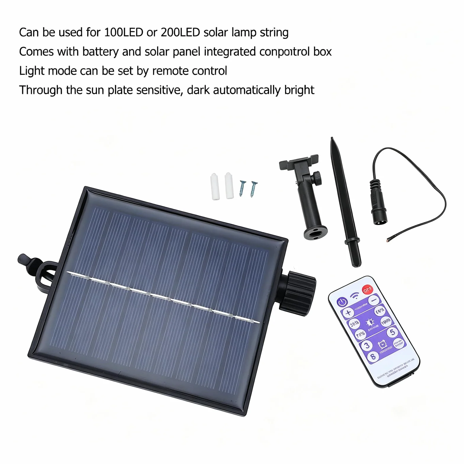 Sterownik Światła Słonecznego IP65, Zintegrowana Lampa z Baterią Słoneczną, Automatyczna Skrzynka Zdalnego Sterowania, Regulowana Płyta Napędowa do Zewnętrznego Łańcucha LED 3V