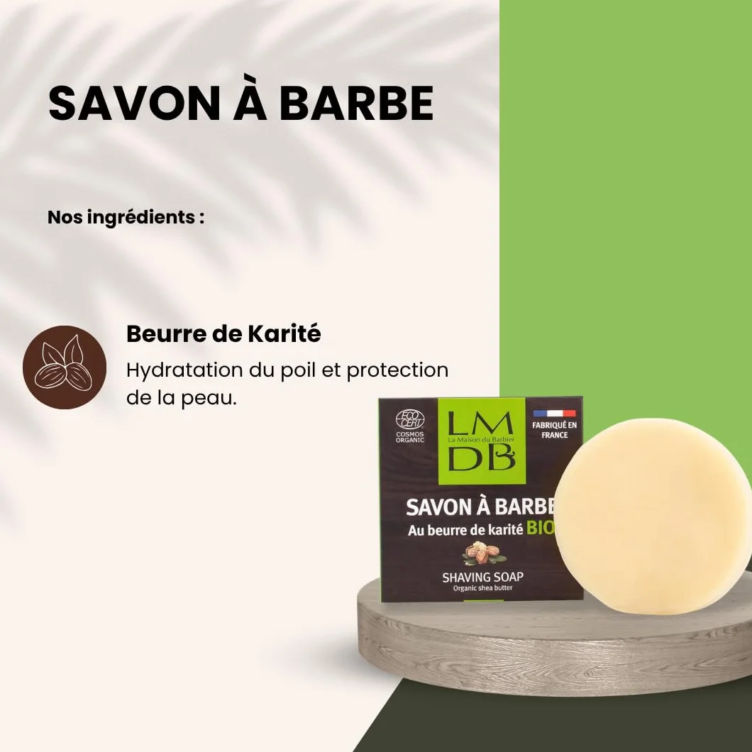 Mydło do brody z ekologicznym masłem shea - Ecocert Cosmos Organic, 99% składników pochodzenia naturalnego, 79% z rolnictwa ekologicznego - francuska produkcja - 80 g