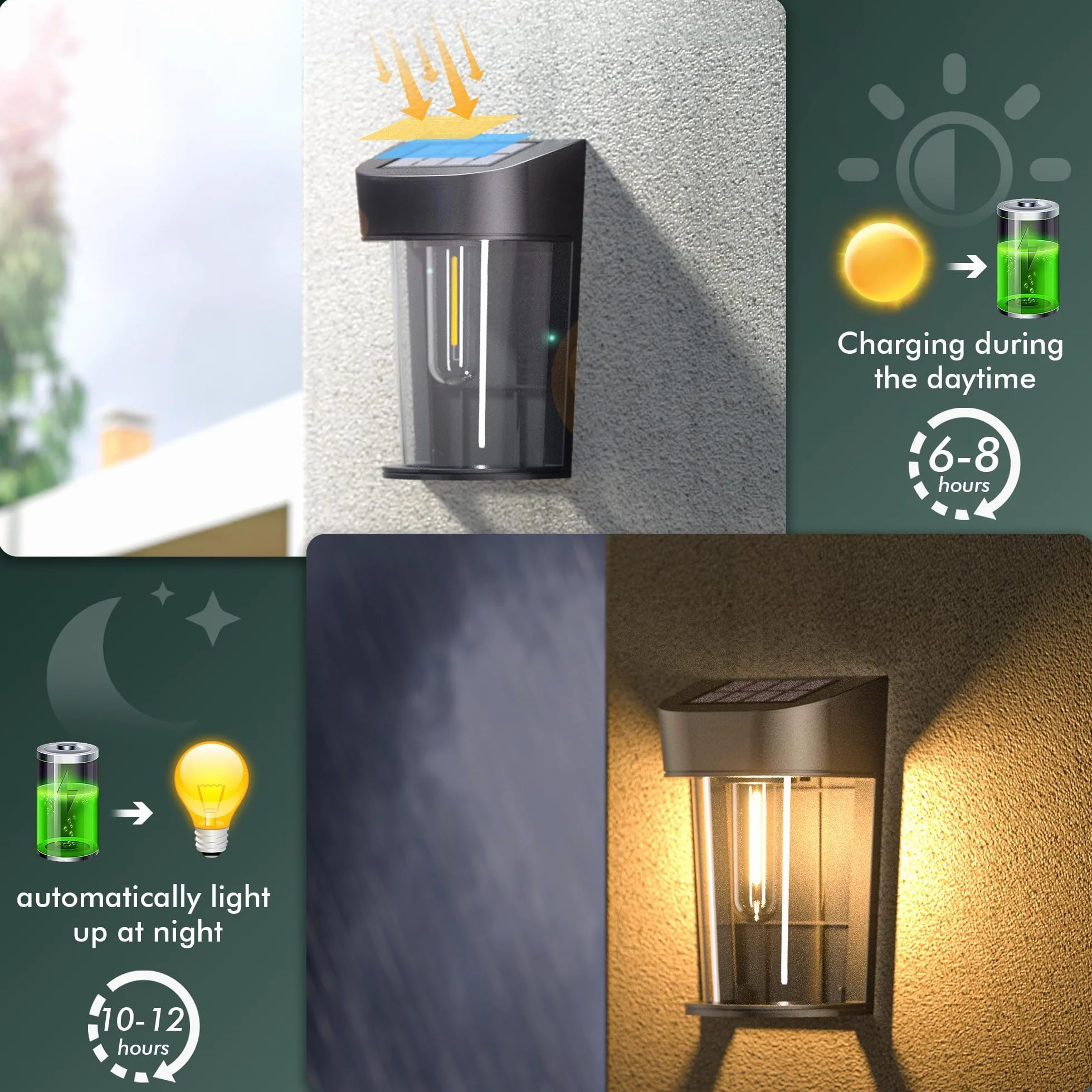 Quntis Zestaw 4 lamp solarnych na zewnątrz wodoodporne bezprzewodowe ciepła biel