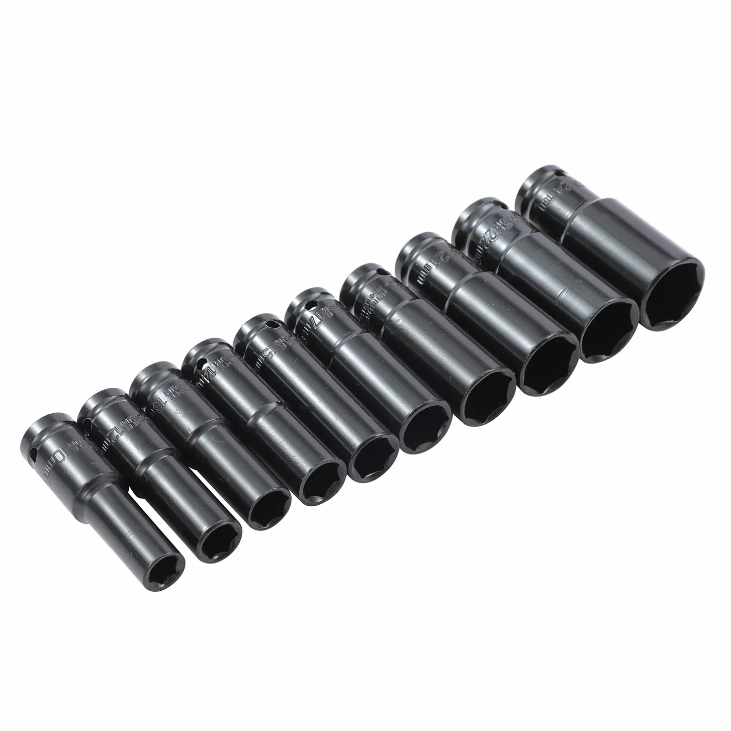 KATSU Zestaw nasadek głębokich udarowych 1/5.1 cm, 10 szt., 10 mm-24 mm, Mertic samochodowe ciężarówki, traktory, silniki, naprawa, DIY, narzędzie mechaniczne (budżet) 420444