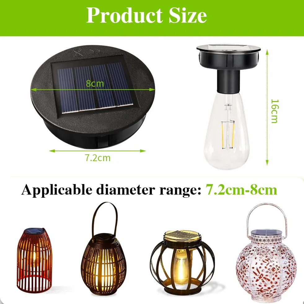 Lampy solarne do ogrodu 8 cm zamiennik żarówki LED modułu solarnego panelu słonecznego wiszące 2 sztuki