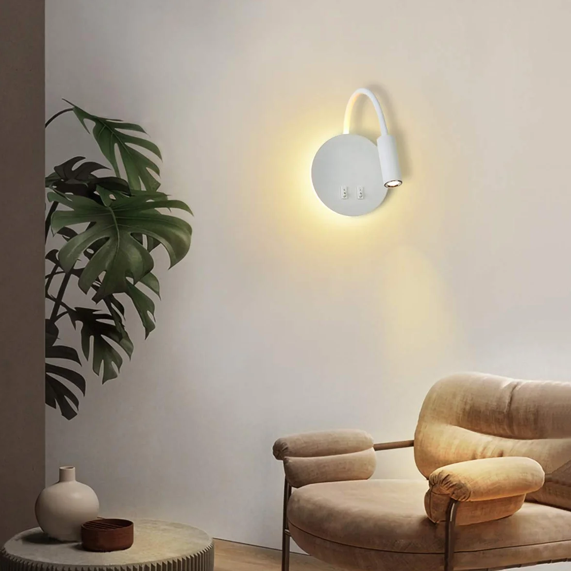 Budbuddy LED Lampa Ścienna 3W+8W, Czytania, Przełącznik, Oświetlenie Wnętrz, 3000K