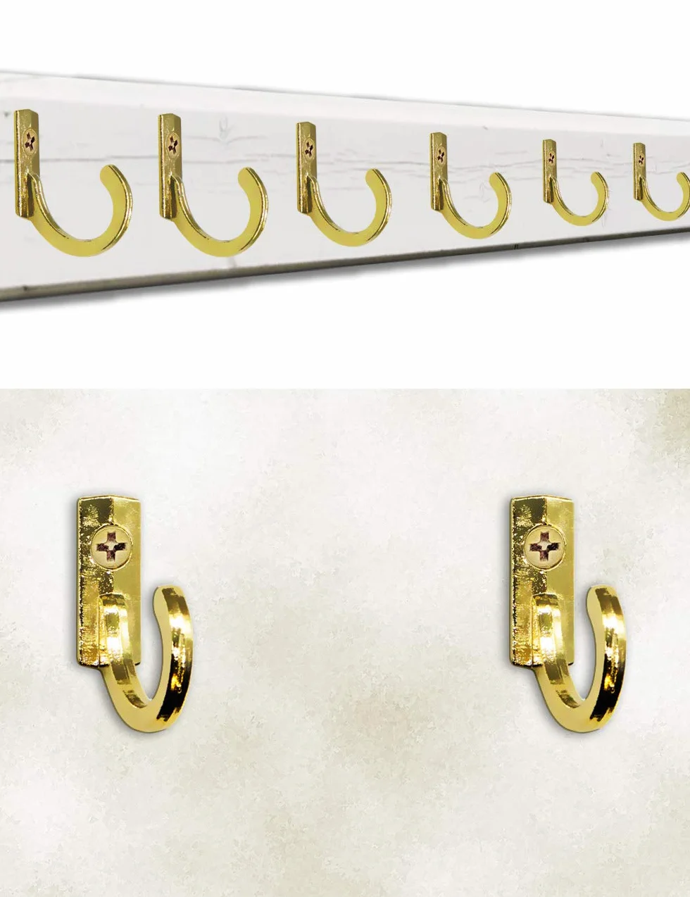 Fuxxer® – 10 x haczyk na obraz, żelazny haczyk, metalowy haczyk, hak ścienny, wzór mosiądzu, styl vintage, 23 mm, złoty, zestaw 10 sztuk