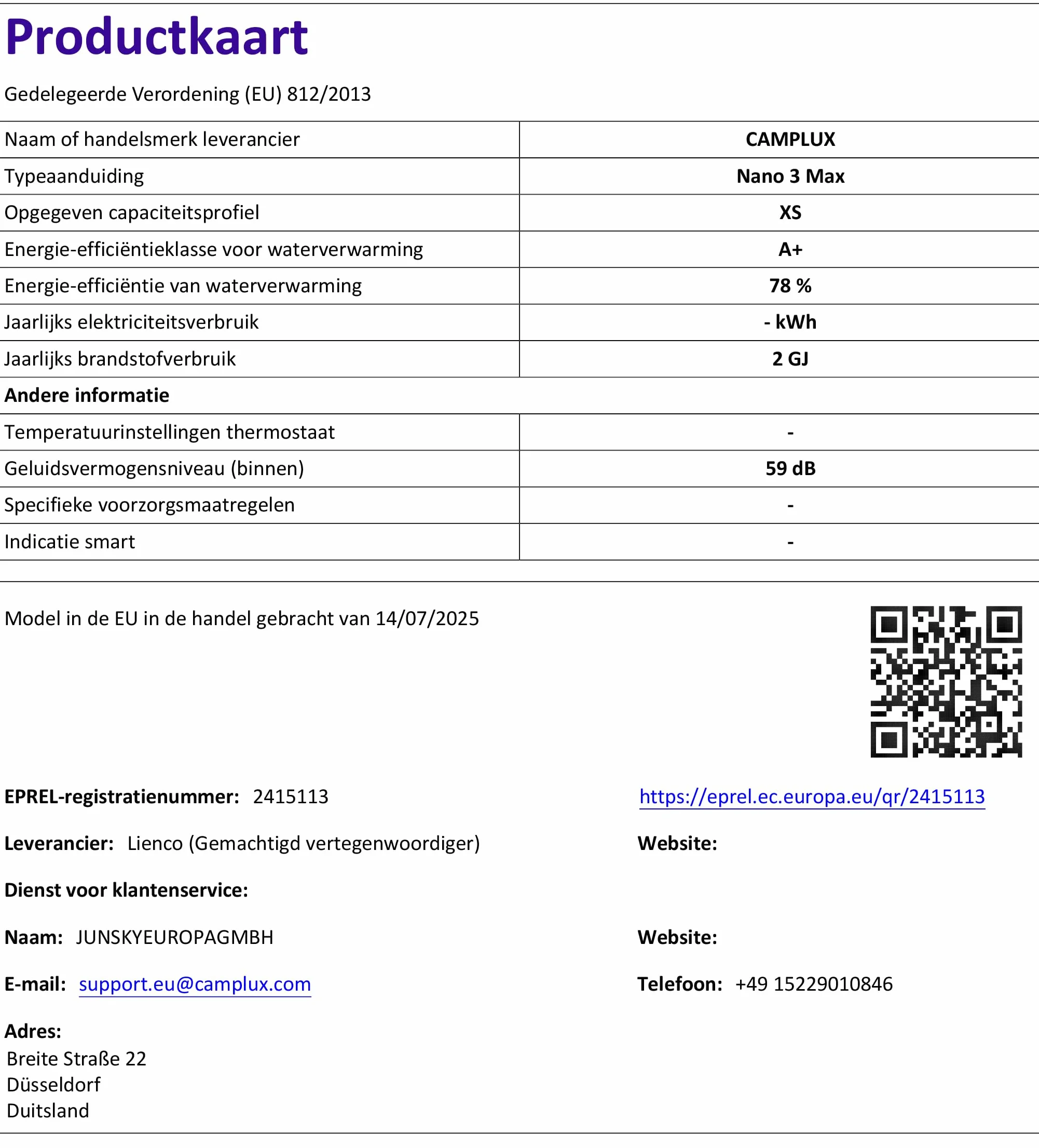 CAMPLUX Nano 3 Max Gazowy Podgrzewacz Wody Przenośny 3 L/min Butan 28-30 mbar 12V