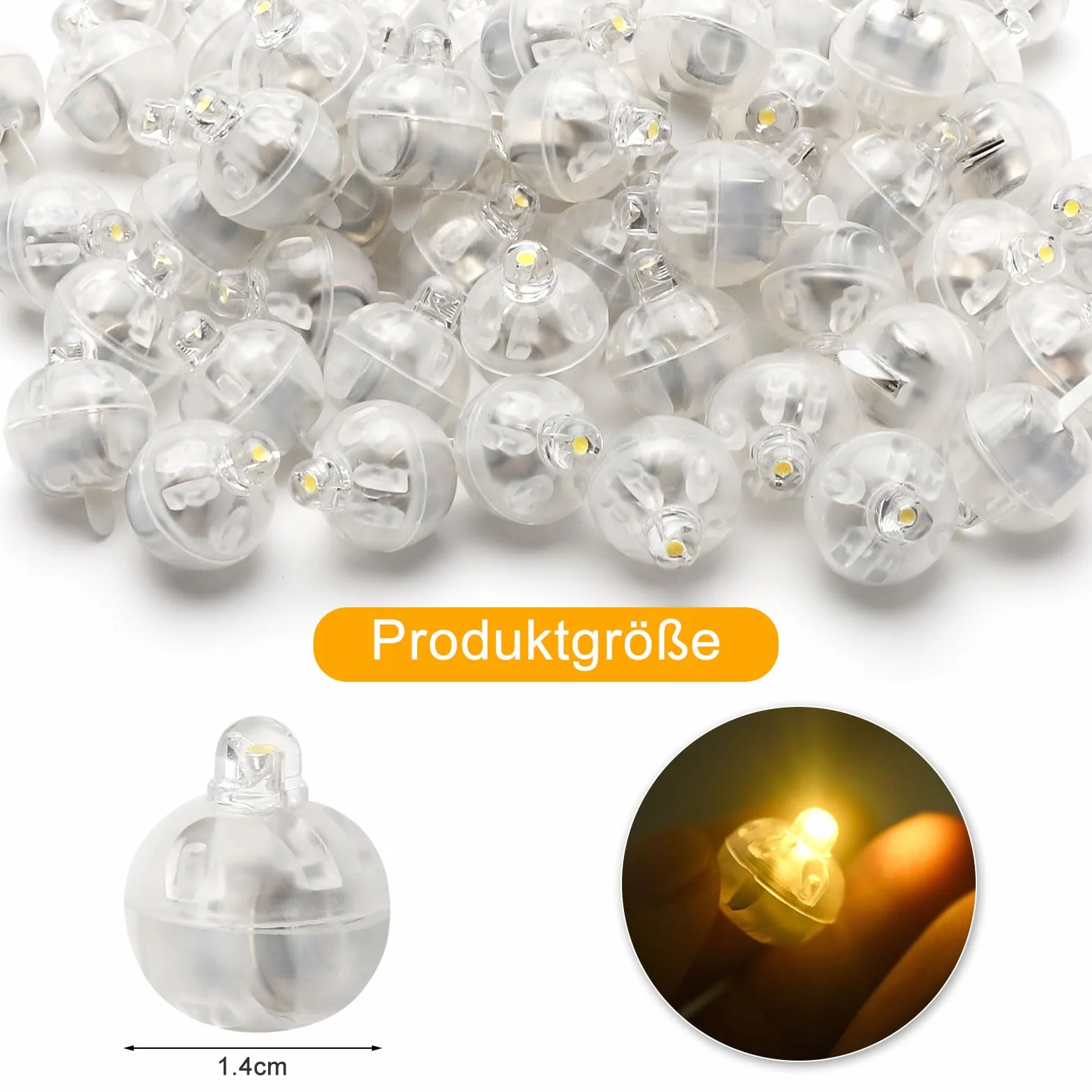 HENGBIRD 100 sztuk lamp balonowych LED, okrągłe balony LED, ciepłe białe na urodziny, ślub, Boże Narodzenie, dekoracja