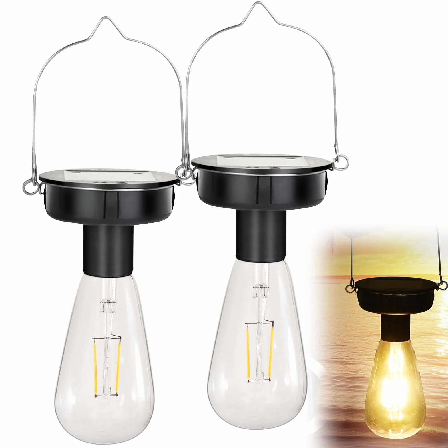 Lampy solarne do ogrodu 8 cm zamiennik żarówki LED modułu solarnego panelu słonecznego wiszące 2 sztuki