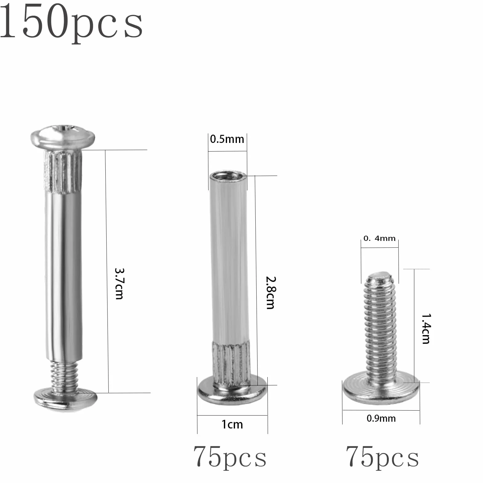 Łączniki meblowe M4 31-40 mm niklowane 150 sztuk