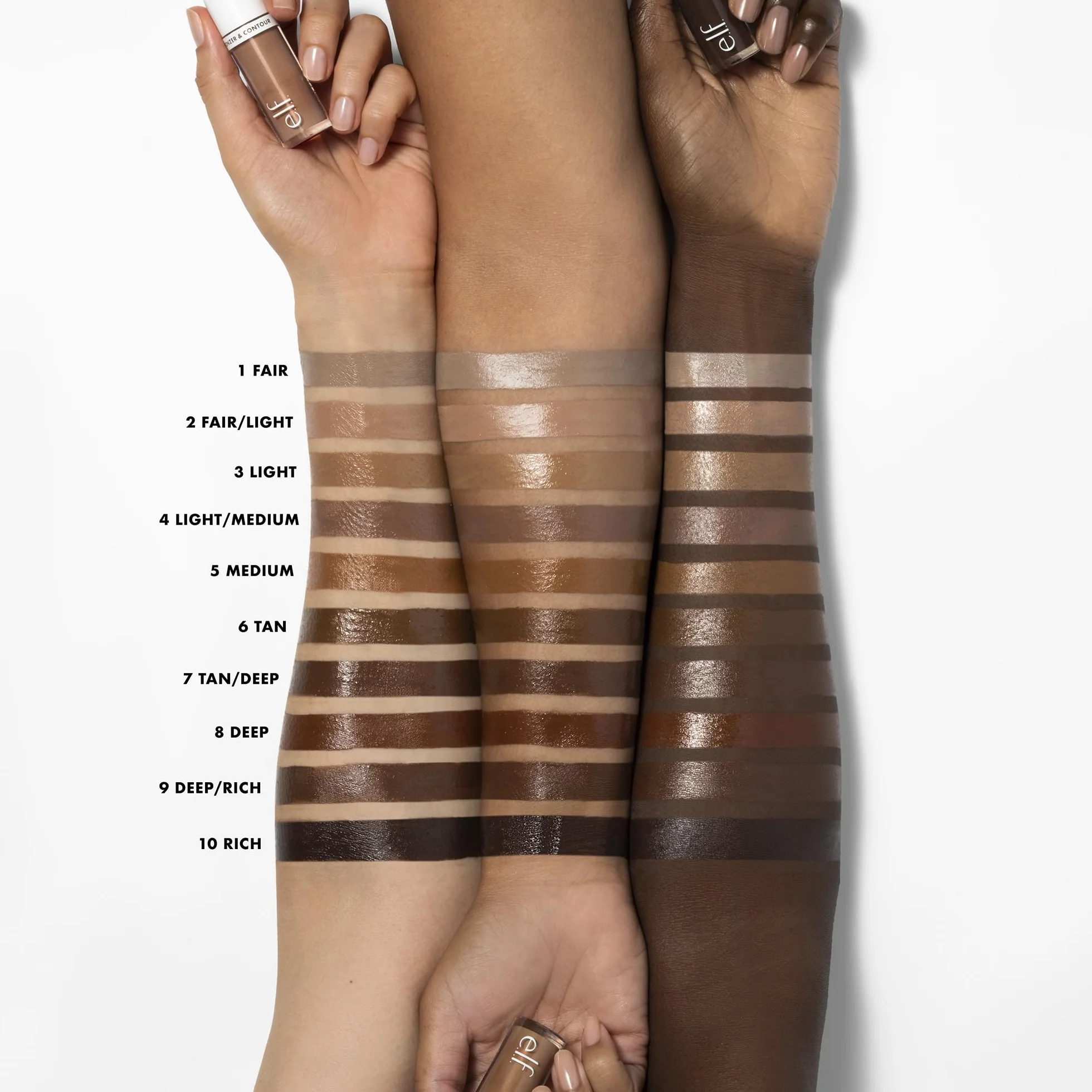 e.l.f. Camo Liquid bronzer i kontur, wysoko pigmentowany, naturalny blask, widoczna tekstura, trwała, zaokrąglony aplikator, wegański, nietestowany na zwierzętach, 5 średni