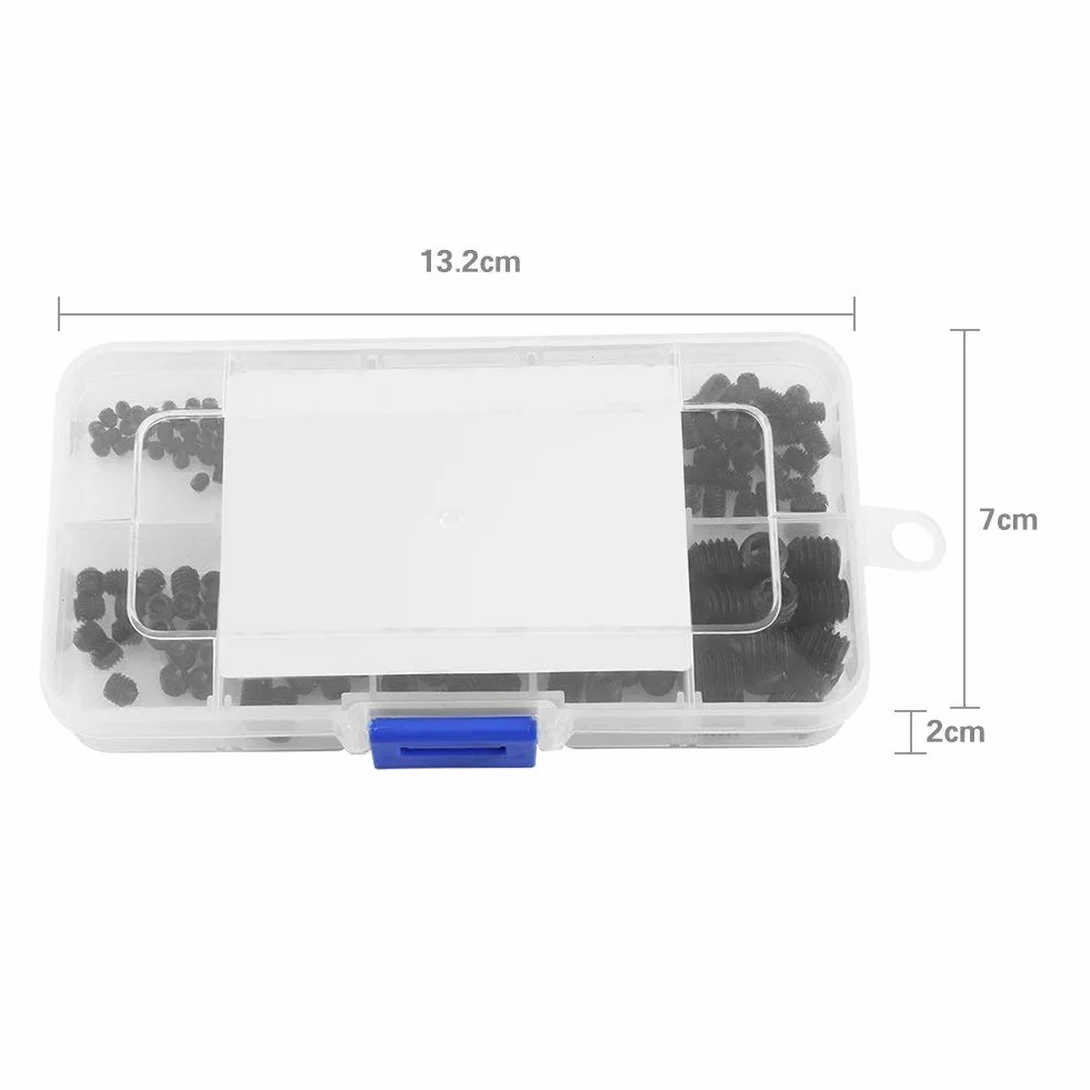 Madenschrauben Kopf Muttern DIN916 M3-M8 Schwarz Legiertem Stahl Hex Gewinde Cup Point Sortiment Kits