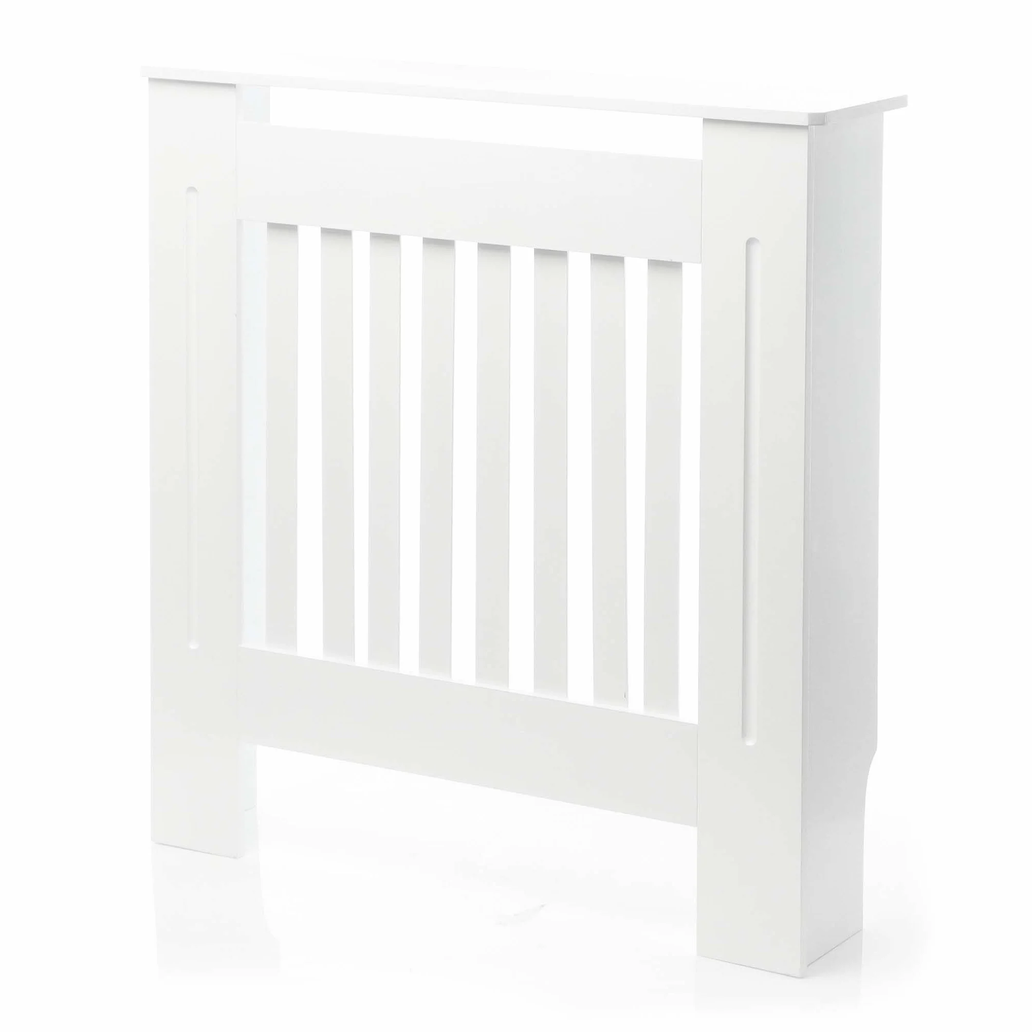 Osłona na kaloryfer żeberkowy MDF biała 78 x 19 x 82 cm lamelowana maskownica