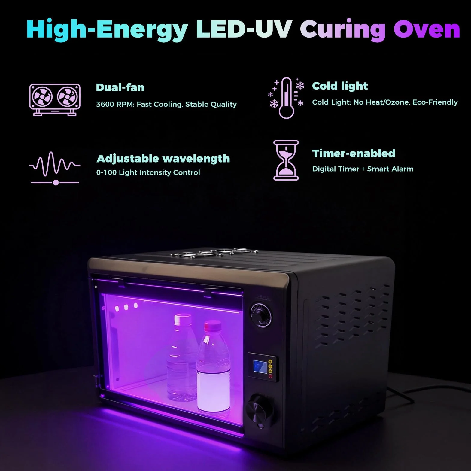 Piec do utwardzania UV 180W 365-400nm Kompaktowa Skrzynka Świetlna UV z Cyfrowym Timerem LCD