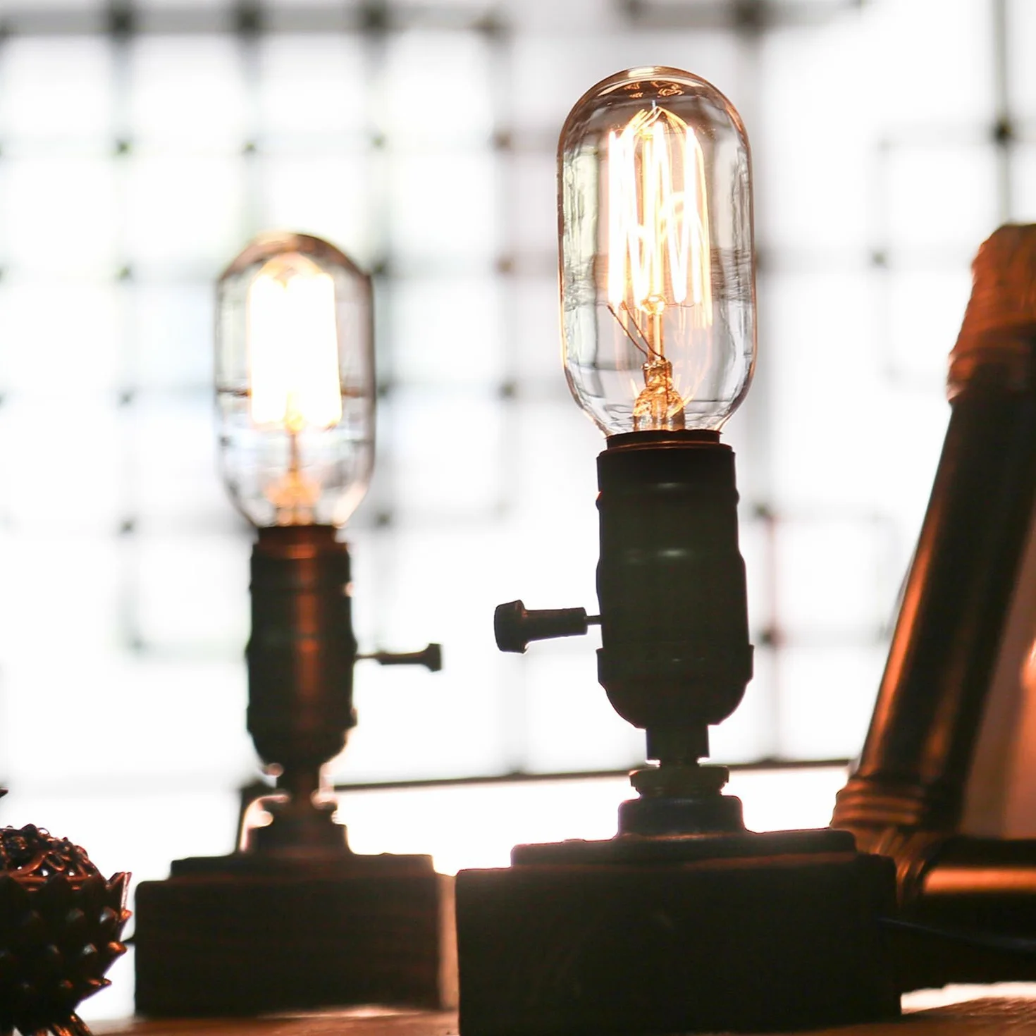 E27 vintage drewniane bloki lampa stołowa lampa biurkowa do kawiarni baru studio, lampka nocna na stolik nocny ściemniana bez żarówki