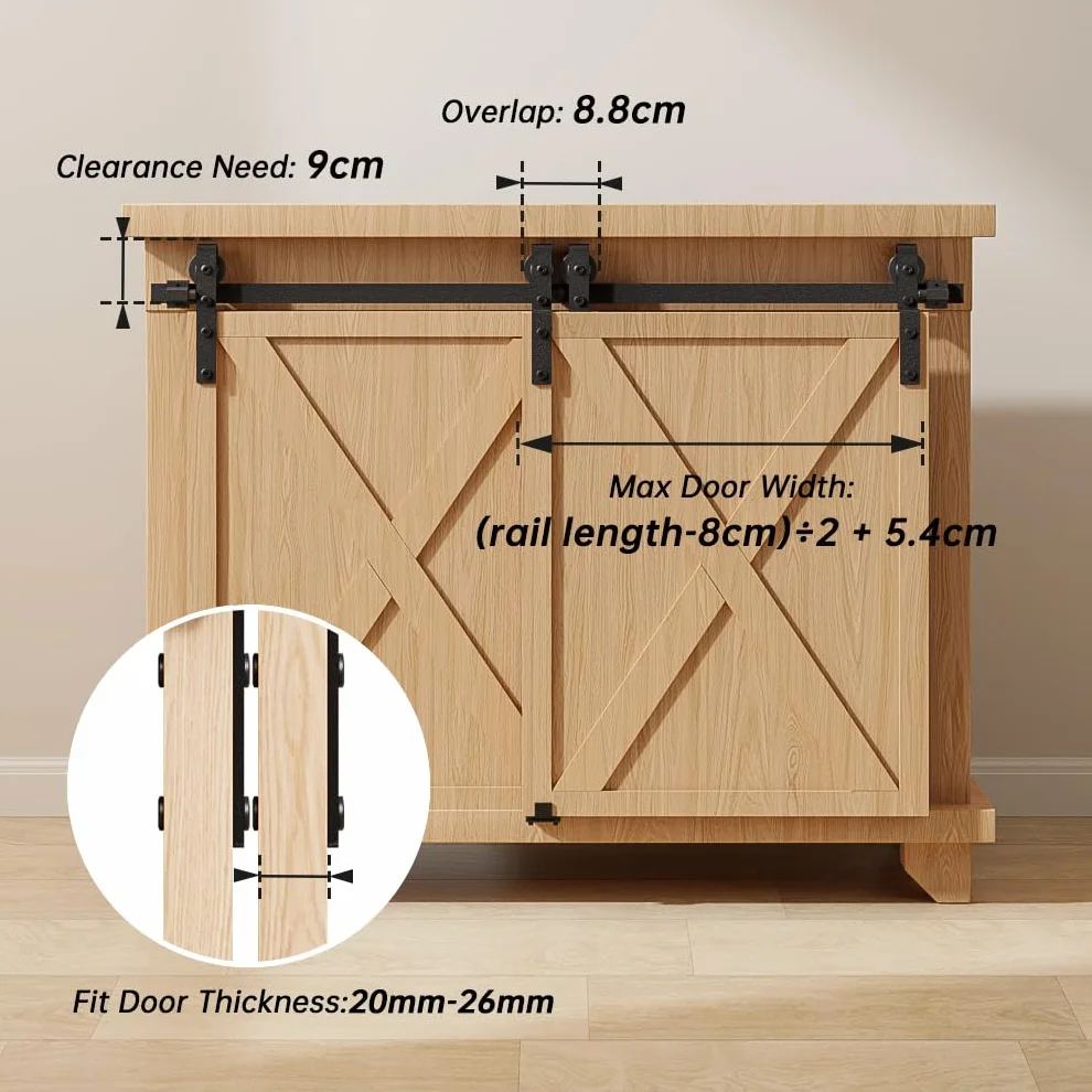 Mini Hardware Drzwi Przesuwne Zestaw 167,7 cm Do Drzwi Podwójne Bypass