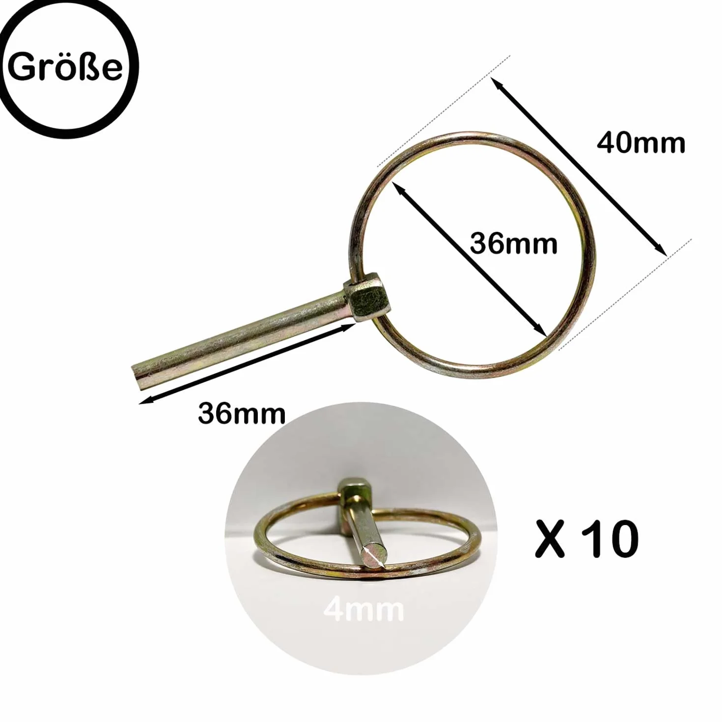 Zawleczka składana 4,5 x 36 mm ocynkowana stal, zestaw 10-częściowy M4.5 do traktorów samochodów