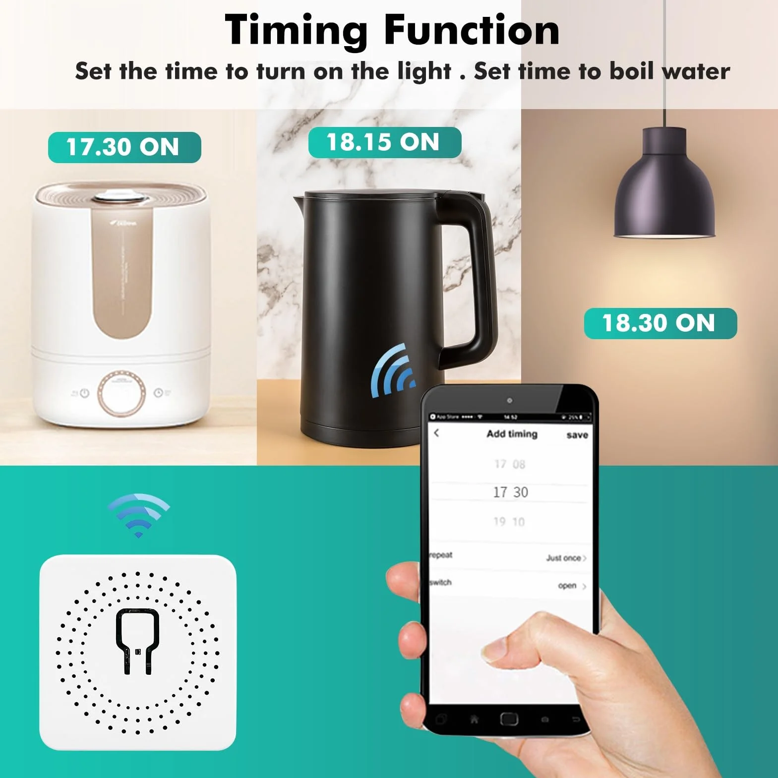 DEWIN Mini inteligentny przełącznik Wi-Fi, 10 A Tuya Smart Switch, włącznik światła, sterowanie głosem / timer, TUYA aplikacja zdalnego sterowania, Google Home, sterowanie głosem Alexa 240 V, WiFi 2,4