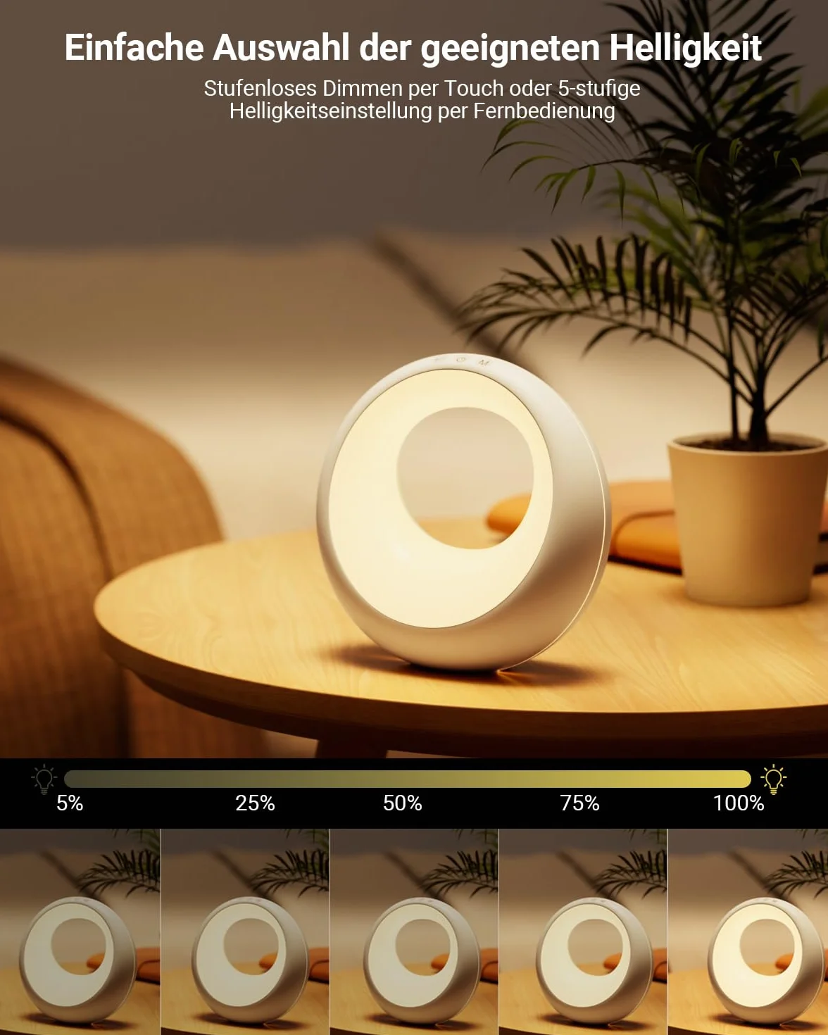 Bonsery Lampka nocna dotykowa, ściemniana, okrągła, z pilotem zdalnego sterowania, lampa stołowa LED, bezprzewodowa, ze zmianą kolorów RGB, lampka nocna dla dzieci z timerem i pamięcią, do dekoracji