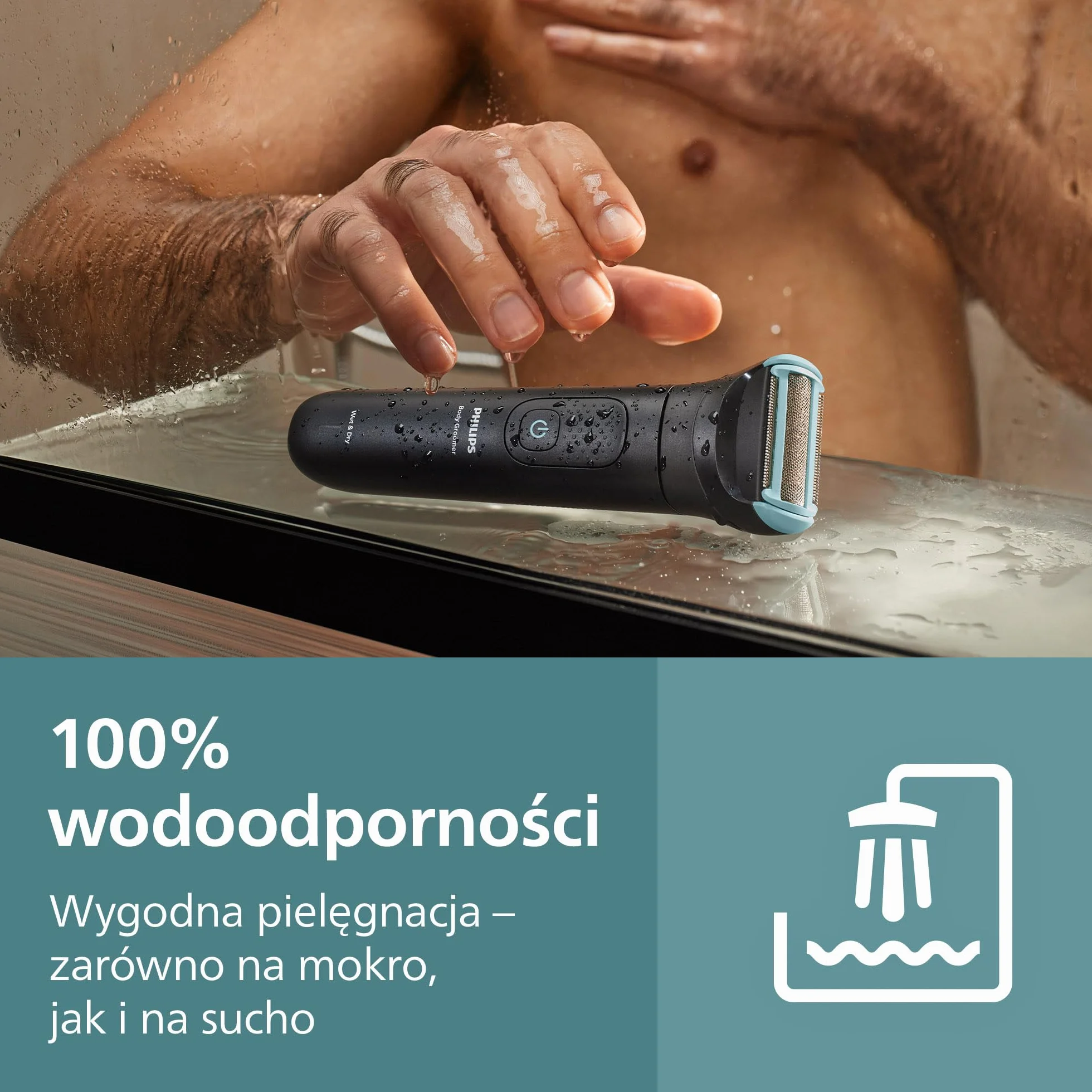 Philips Body Groomer Seria 5000 – trymer do ciała dla mężczyzn Triple Protect, Zapewnia golenie okolic intymnych, Trymer jest w pełni wodoodporny, a jego czas działania wynosi 100 minut; BG5485/30