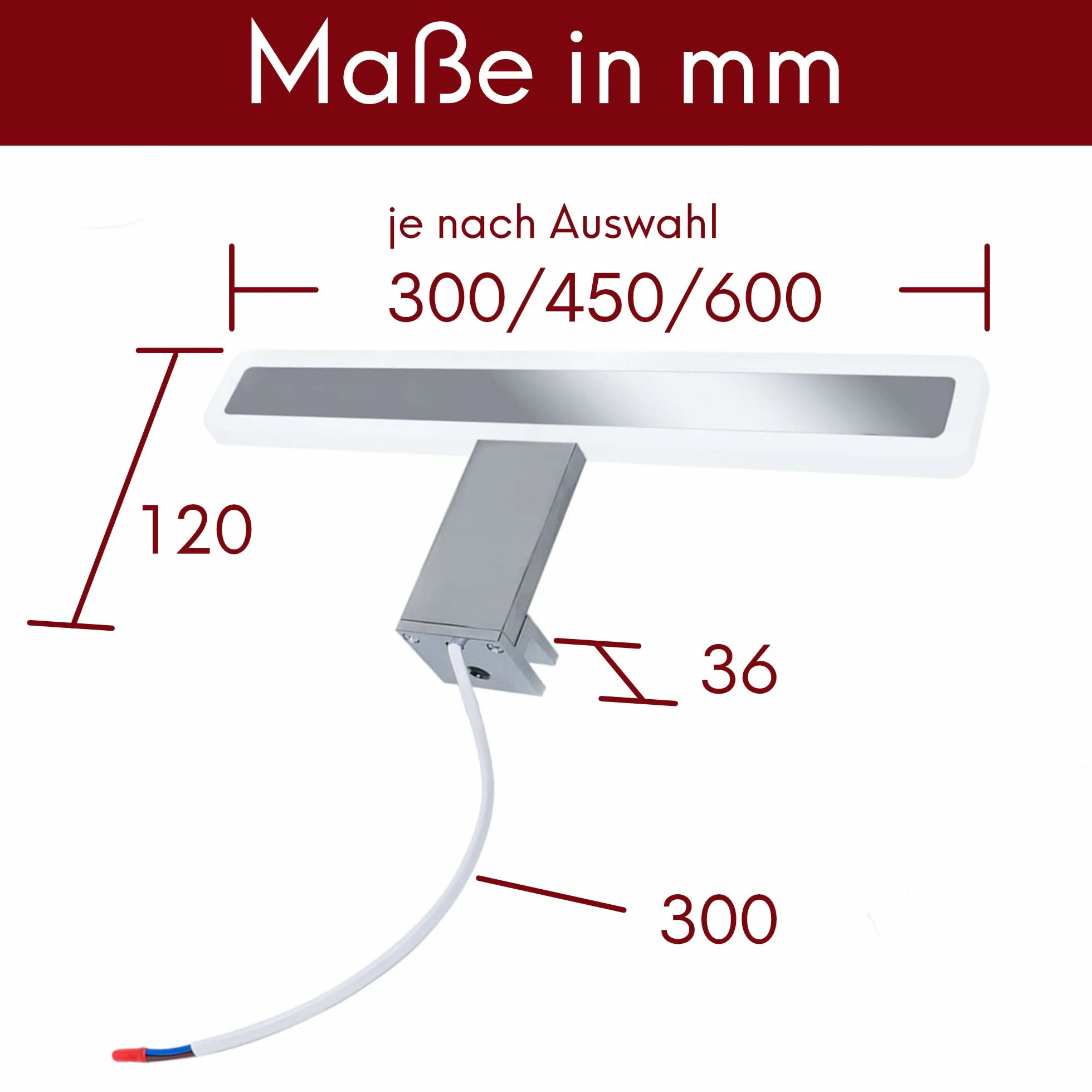 Mera LED lampa łazienkowa lustrzana 230V 300 mm Neutralny biały