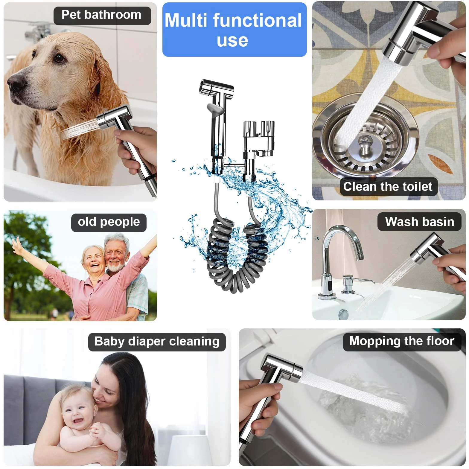 Bidet zestaw natryskowy ze stali nierdzewnej z podwójnym zaworem sterującym 1 w 2 wyjściach