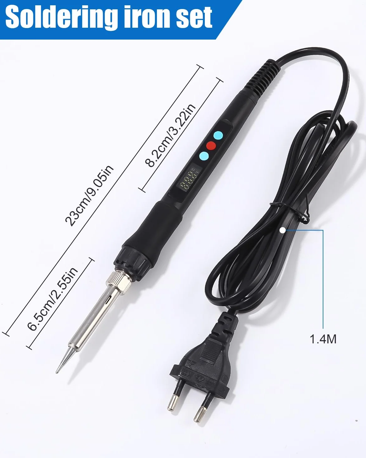 Zawaer Zestaw lutownicy LED 100W regulacja temperatury 180℃-500℃ ON/OFF