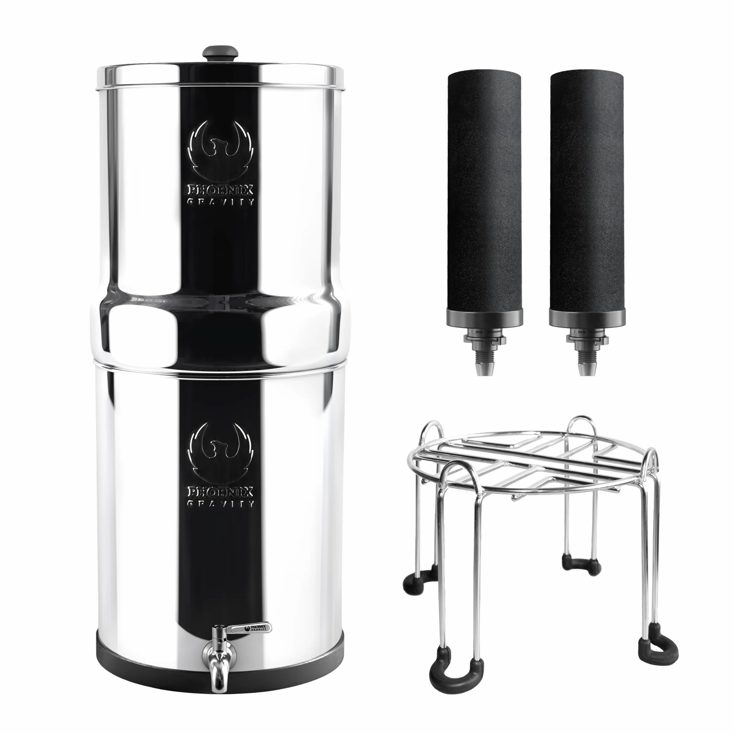 Phoenix Gravity 6-litrowy system filtrowania wody ze stali nierdzewnej AISI 304 NSF z 2 wkładami Smart Carbon