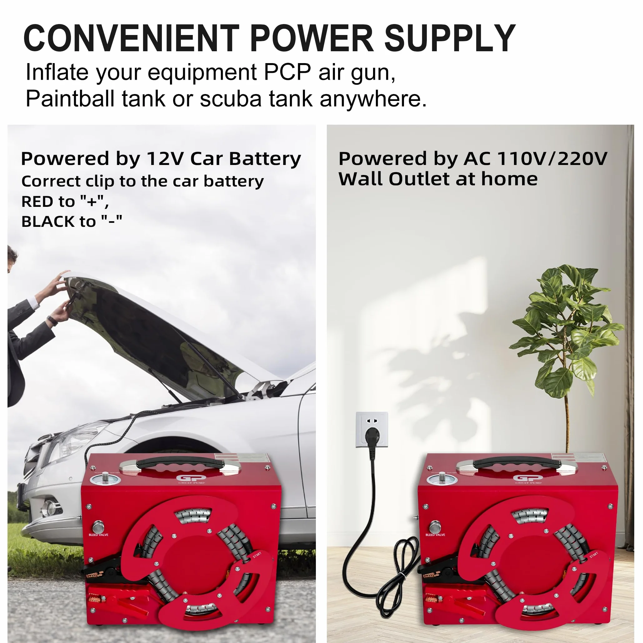 Sprężarka powietrza TUXING 4500Psi PCP wbudowany konwerter filtr wodno-olejowy automatyczne zatrzymanie przenośna pionowa zasilana z samochodu