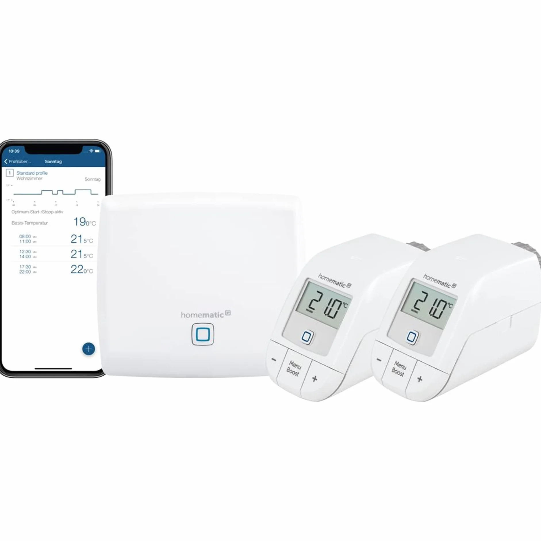 Homematic IP Smart Home 156537A0 zestaw startowy, cyfrowe sterowanie ogrzewaniem z aplikacją lub bez, Alexa, Google Assistant, łatwa instalacja, oszczędność energii, termostat, termostat grzewczy