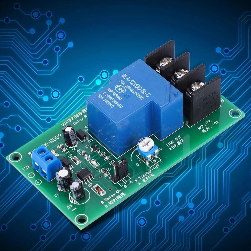 Moduł Przekaźnika Czasowego Opóźnienia 30A DC 12V 0,1-5 Sekund Zakres Czasu